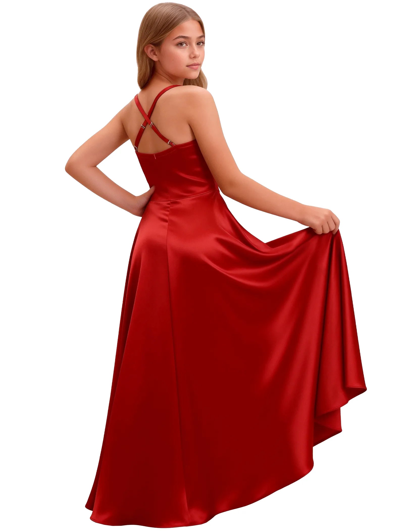 Girls Satin High-Low Party Dress