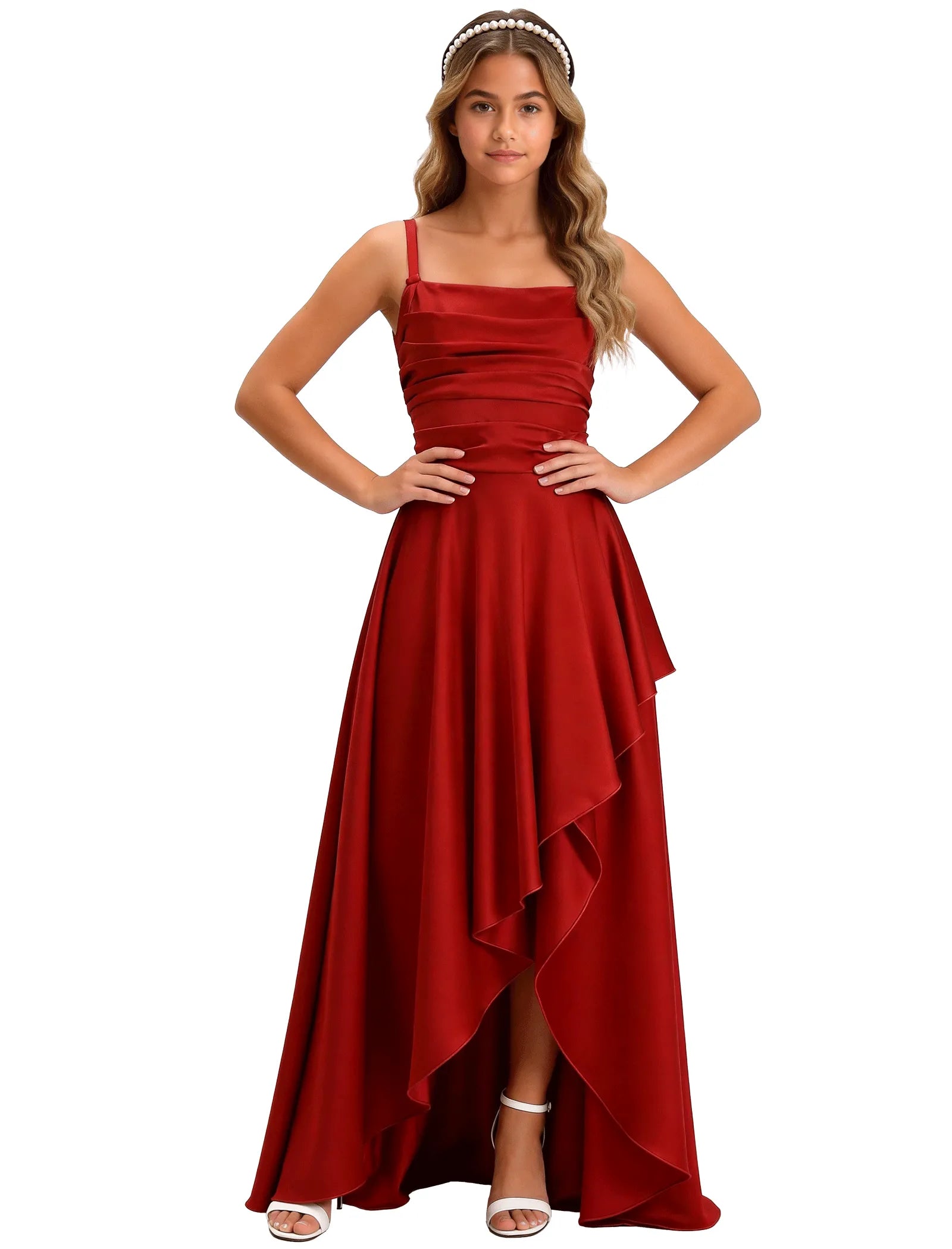 Girls Satin High-Low Party Dress