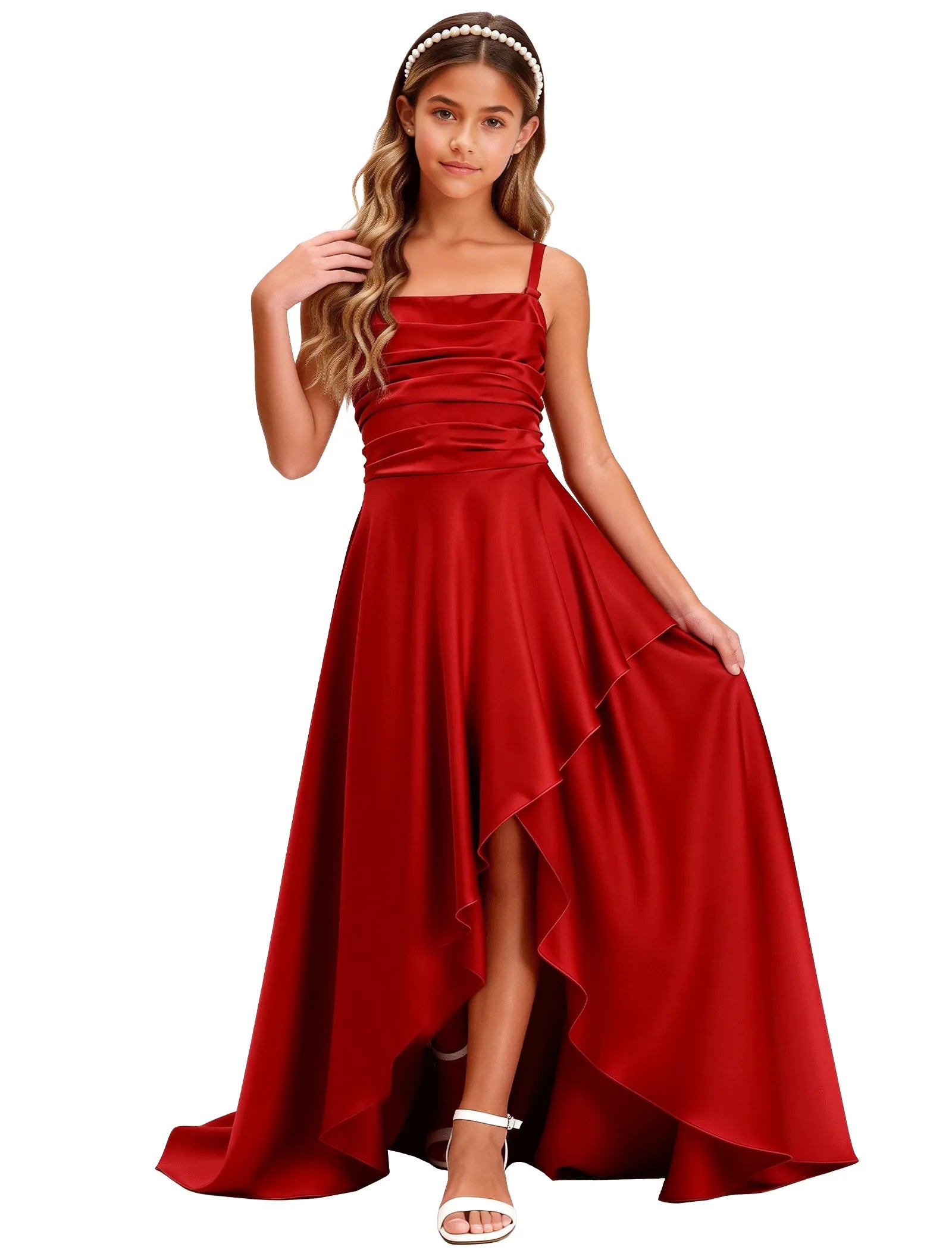 Girls Satin High-Low Party Dress