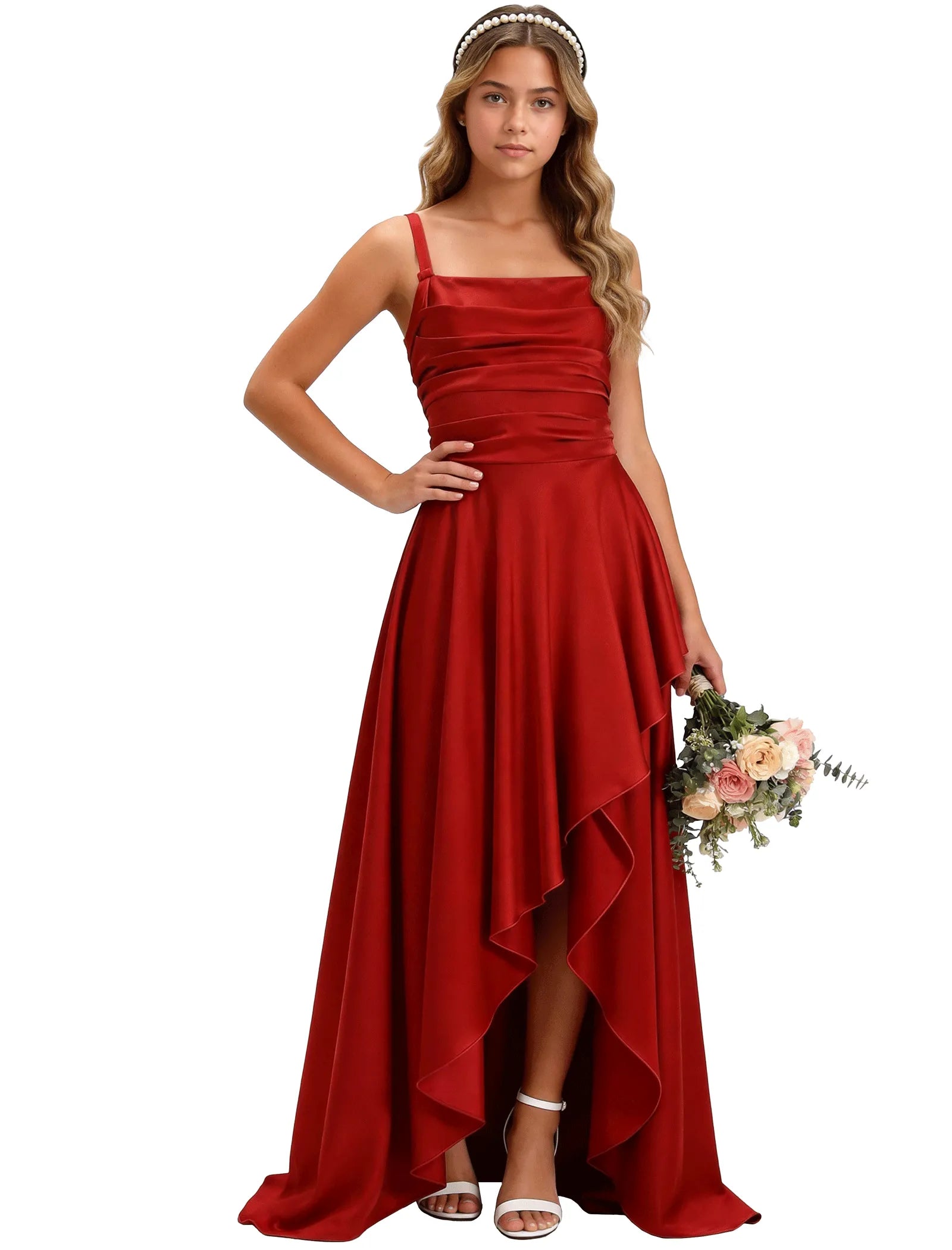 Girls Satin High-Low Party Dress