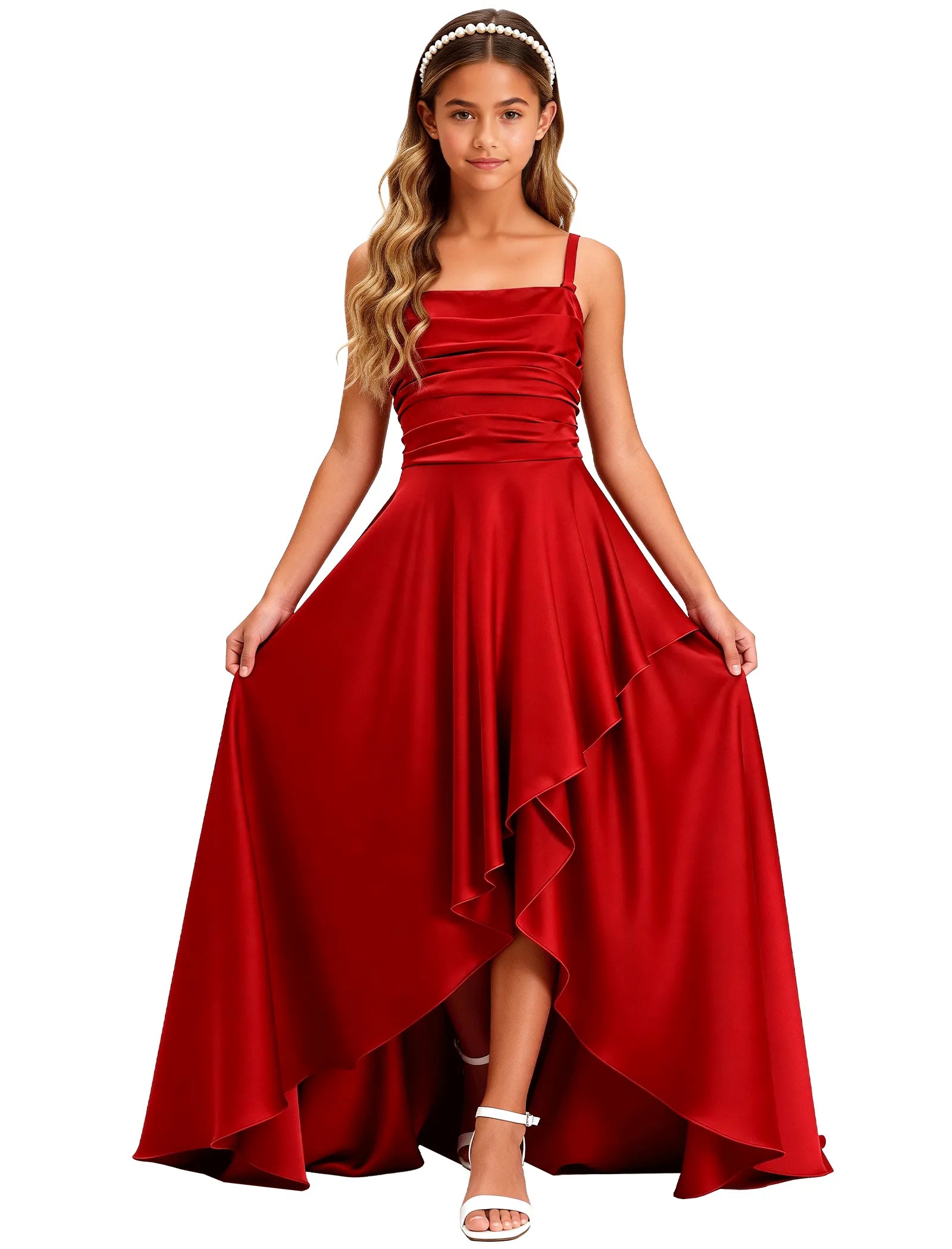 Girls Satin High-Low Party Dress