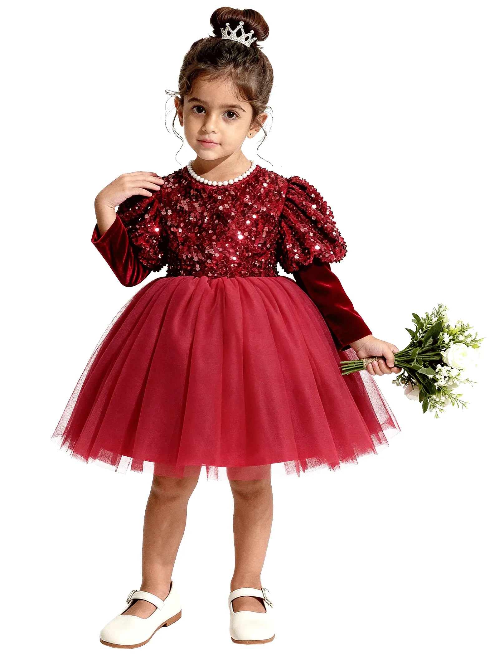 Glitter Bow Velvet Sequin Dress for Girls