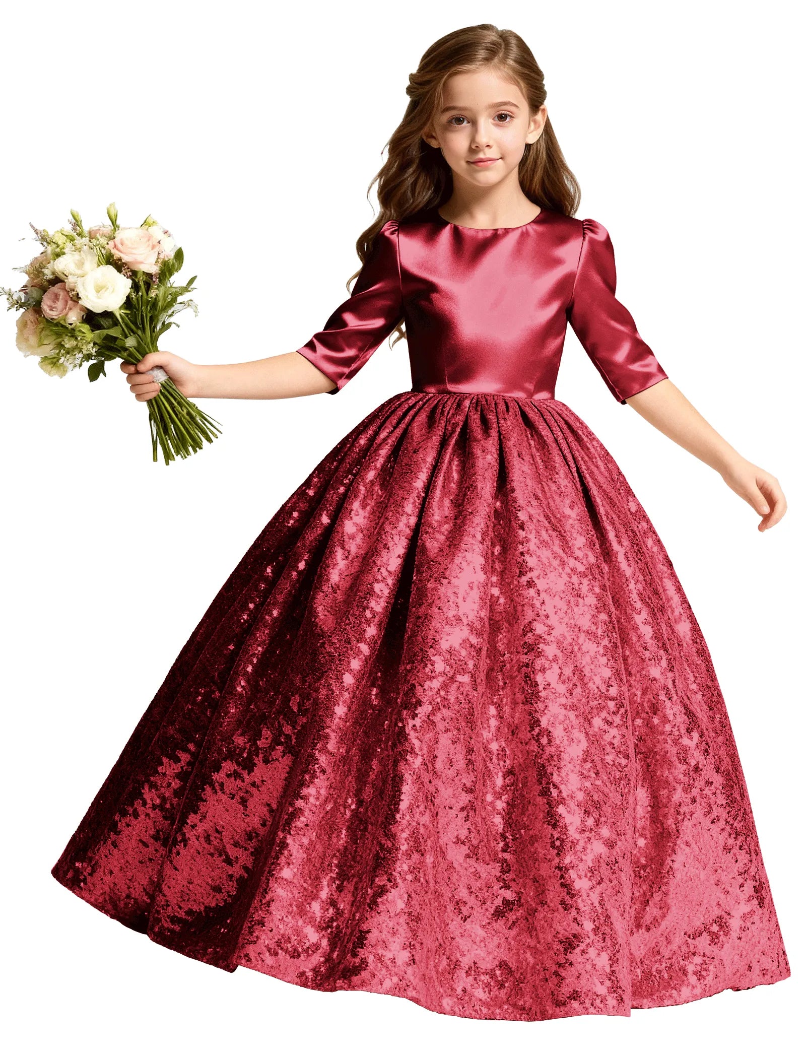 Junior Bridesmaid Dress with Sequin Hem