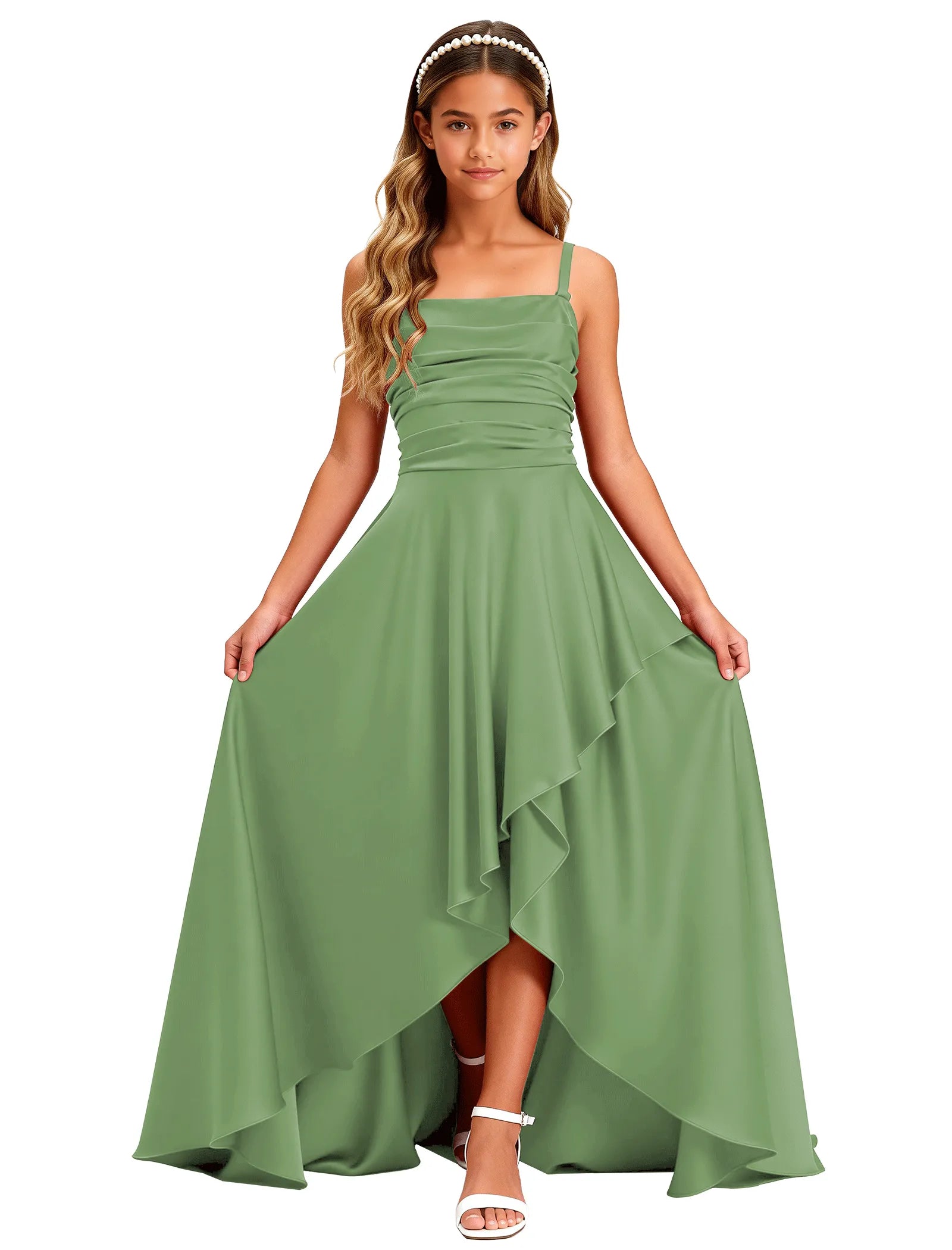 Girls Satin High-Low Party Dress