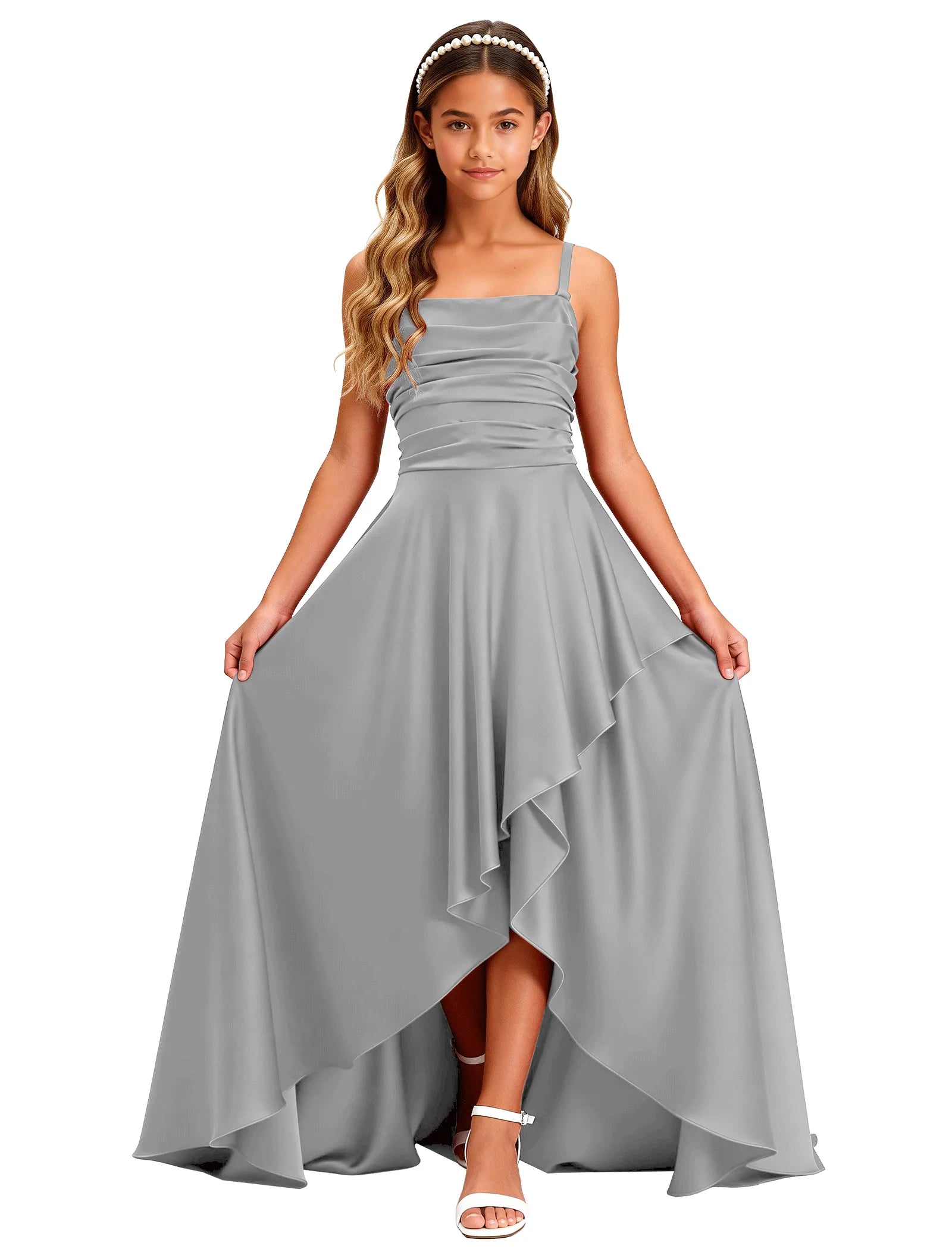 Girls Satin High-Low Party Dress