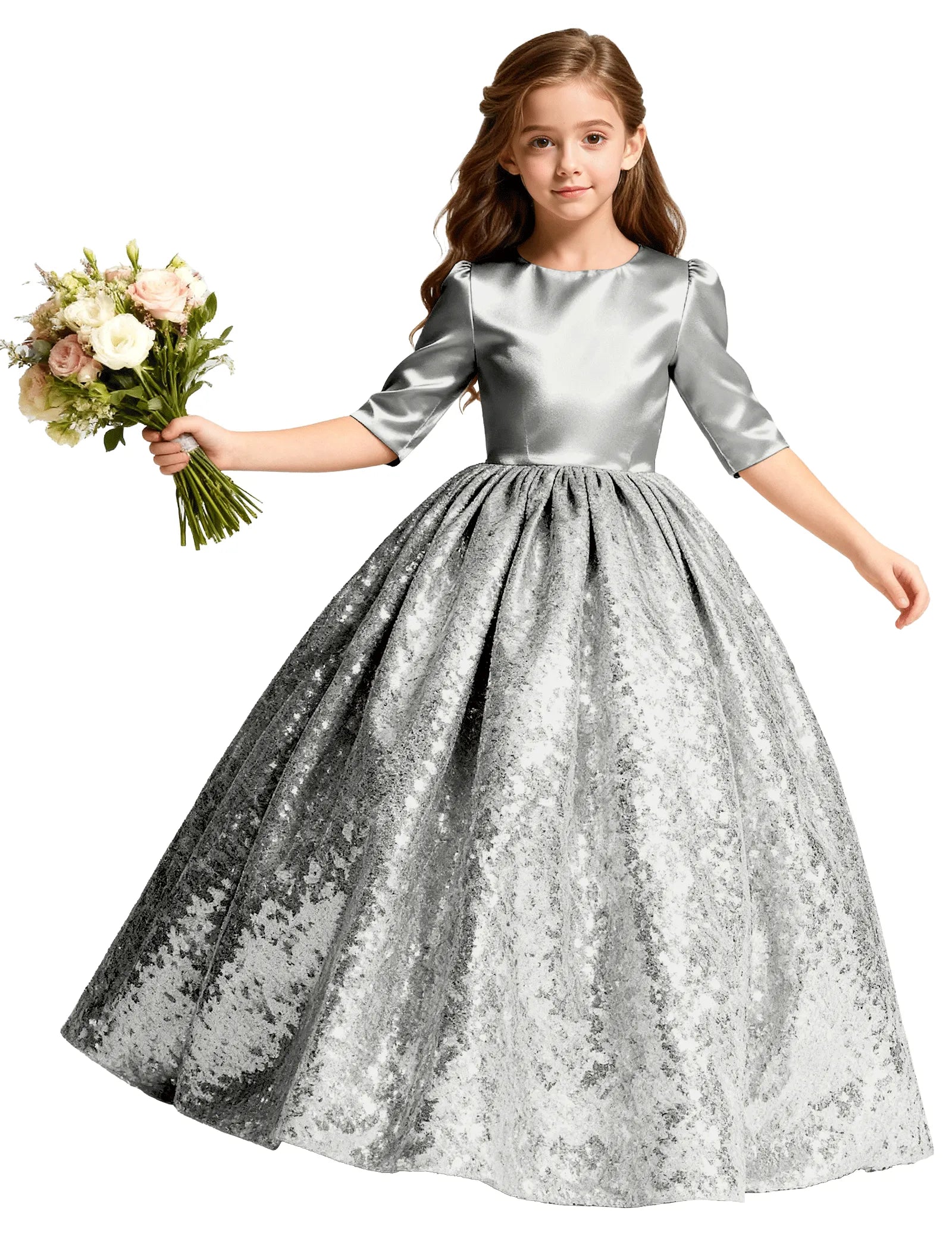 Junior Bridesmaid Dress with Sequin Hem
