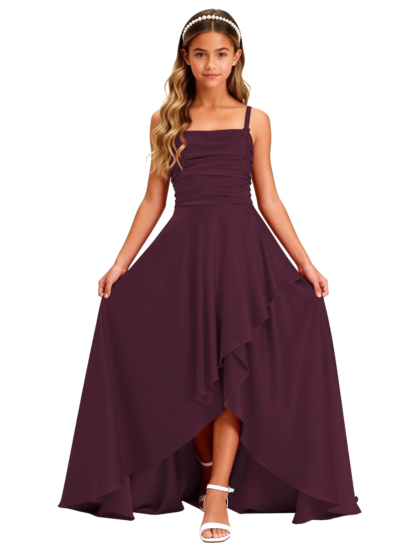 Girls Satin High-Low Party Dress