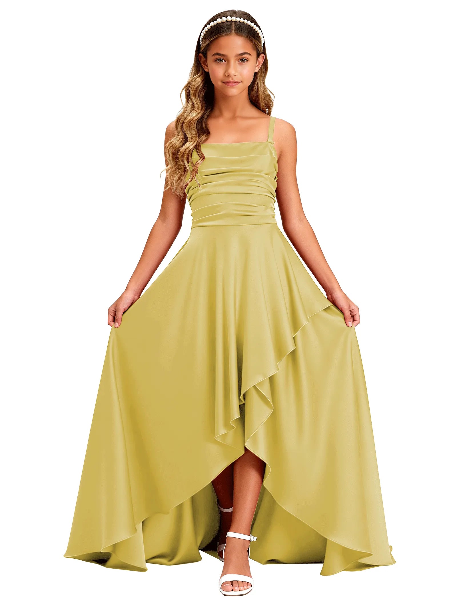 Girls Satin High-Low Party Dress