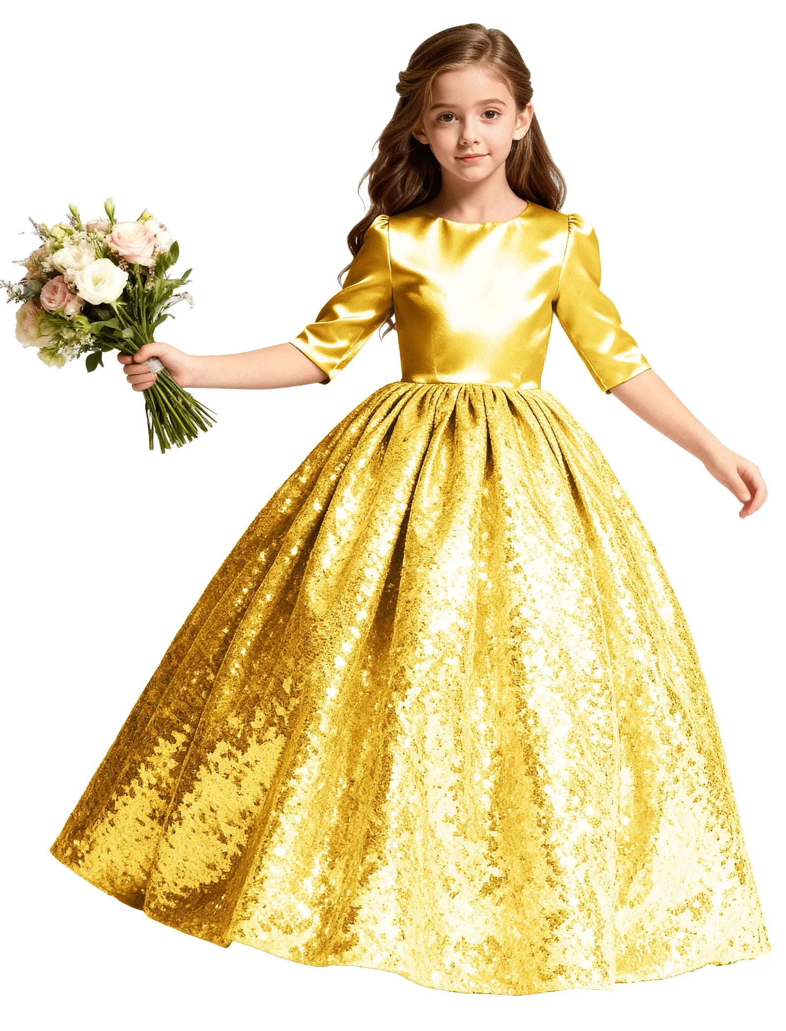 Junior Bridesmaid Dress with Sequin Hem