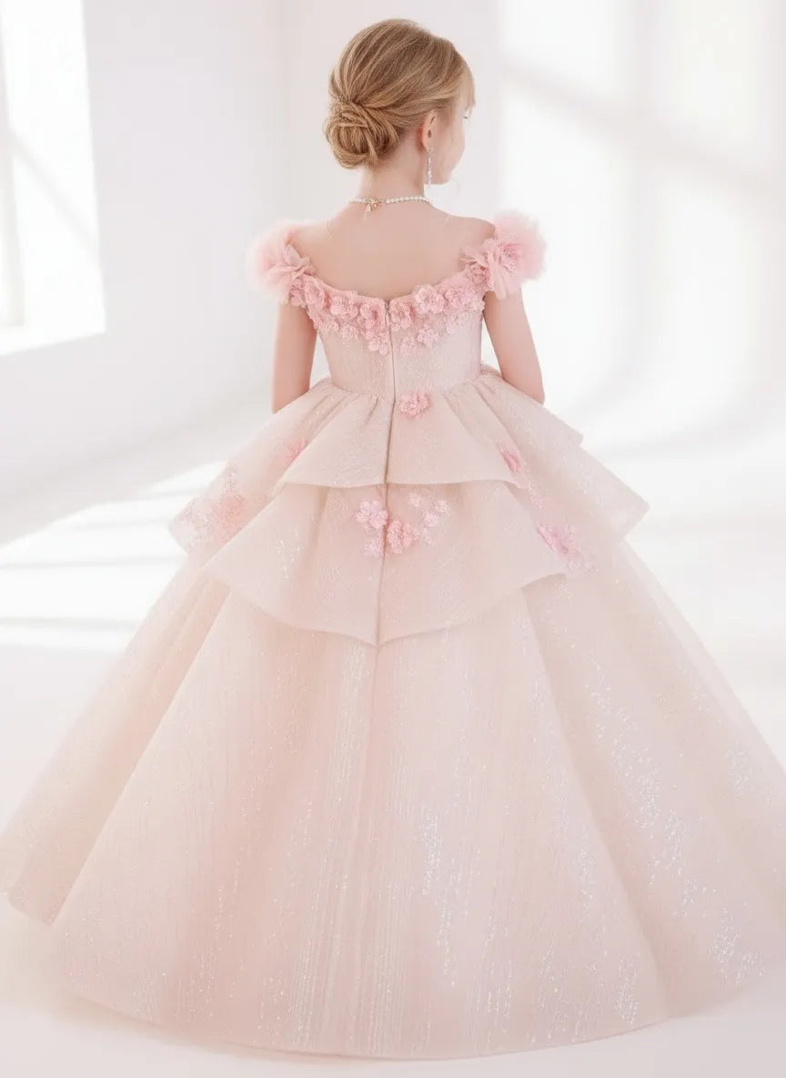 Layered Princess Flower Girl Gown