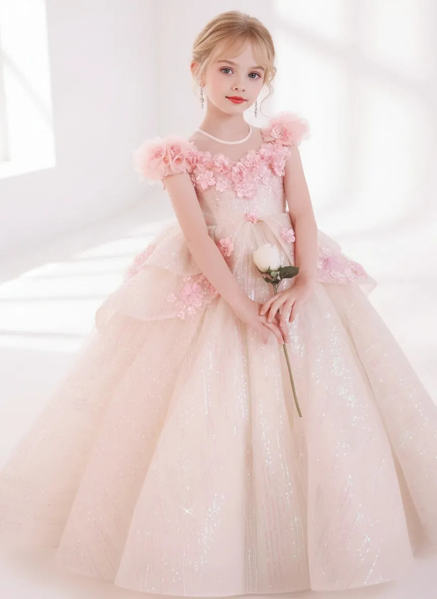 Layered Princess Flower Girl Gown