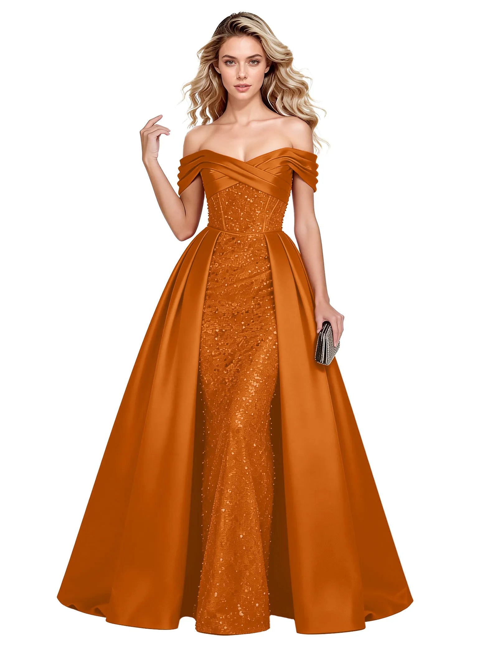 Off Shoulder Velvet Sequin Ball Gown