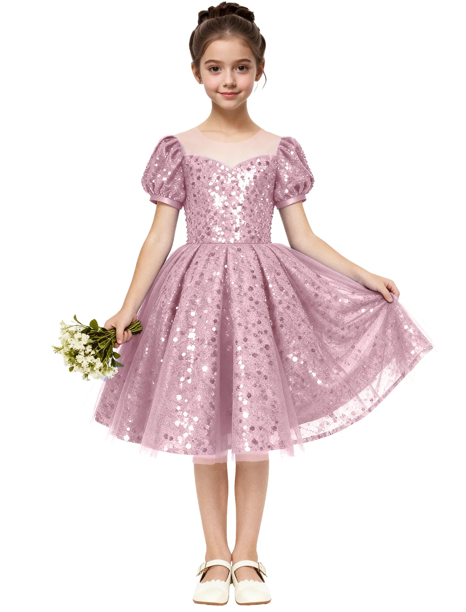 Sequin Tulle Princess Party Dress for Girls
