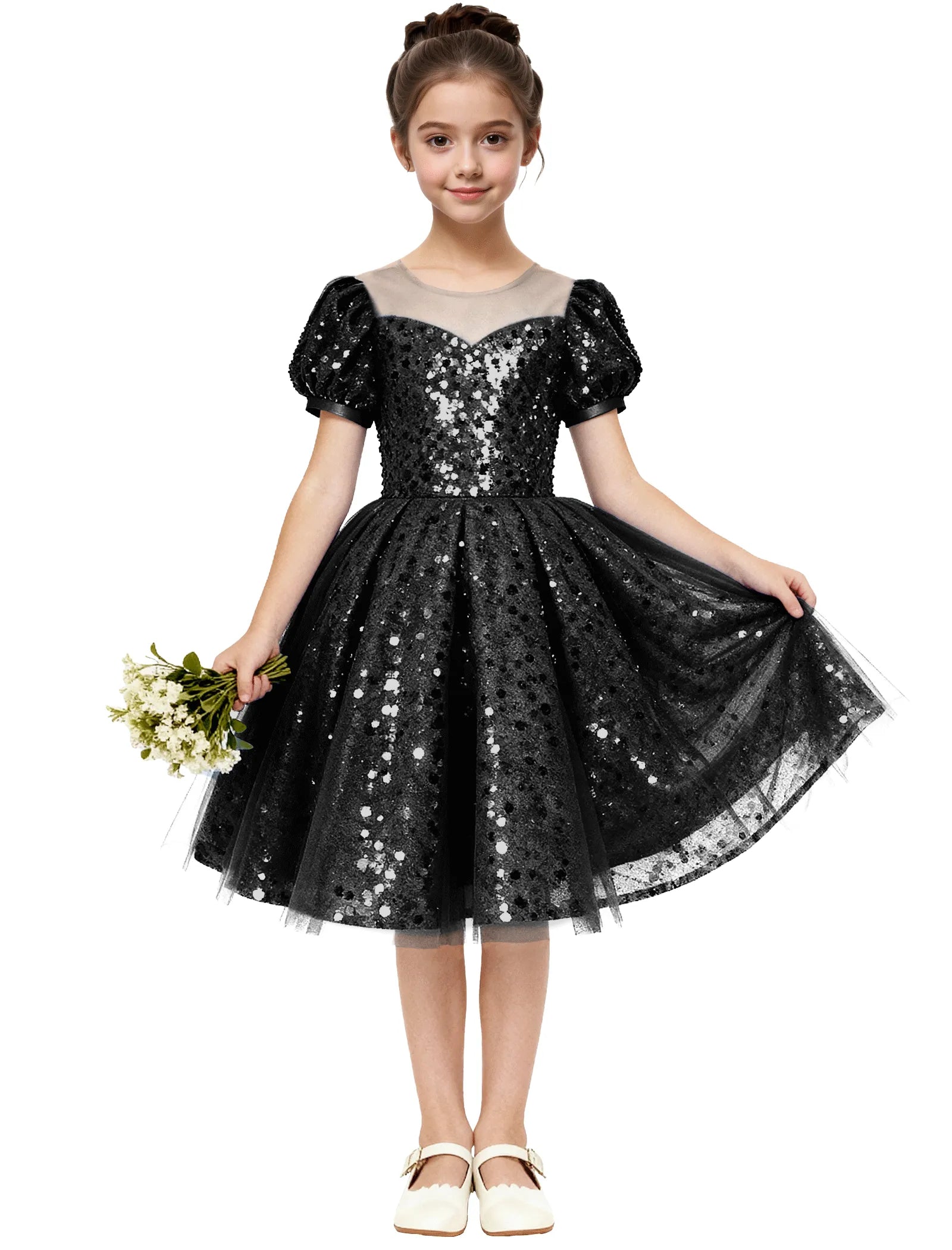 Sequin Tulle Princess Party Dress for Girls