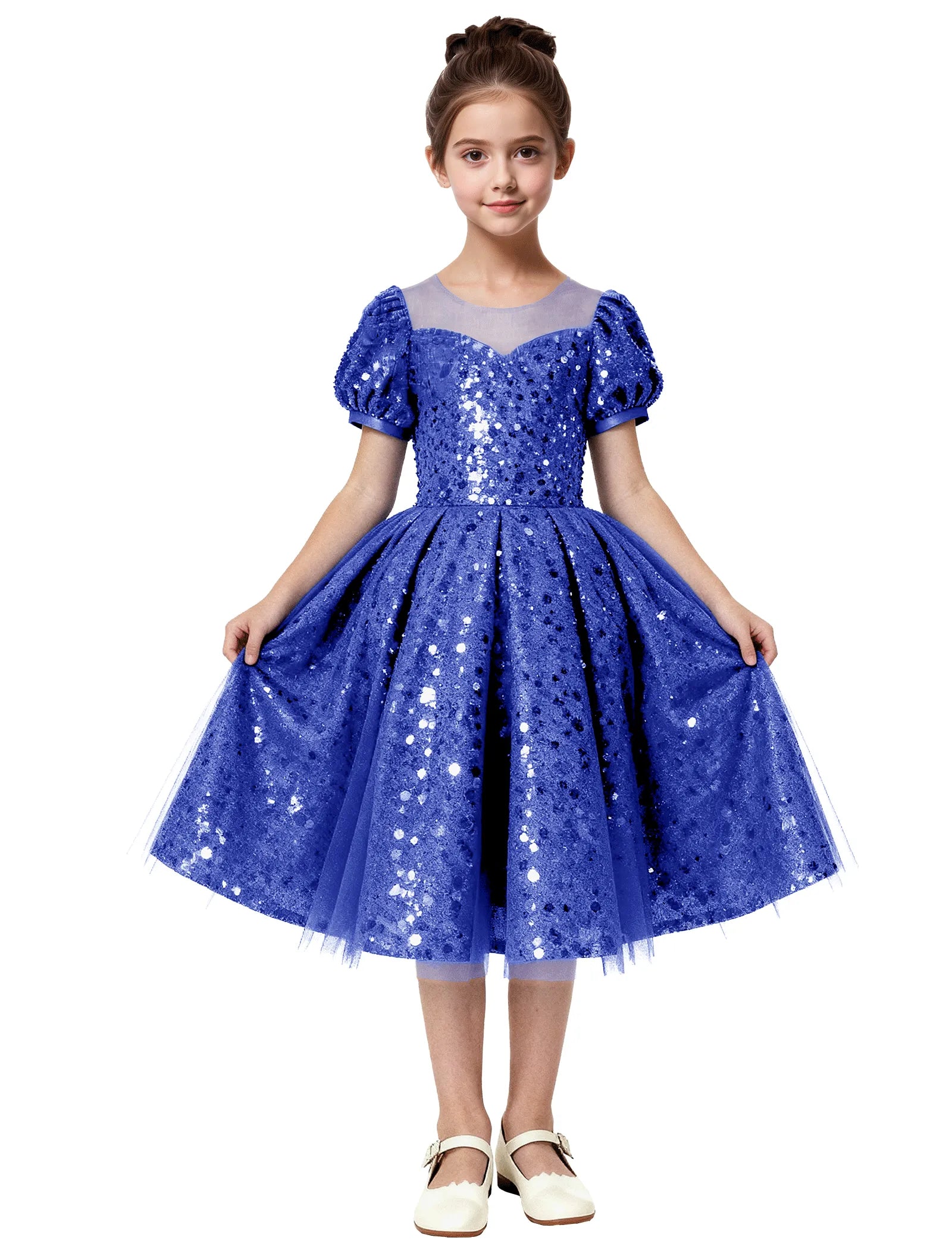 Sequin Tulle Princess Party Dress for Girls