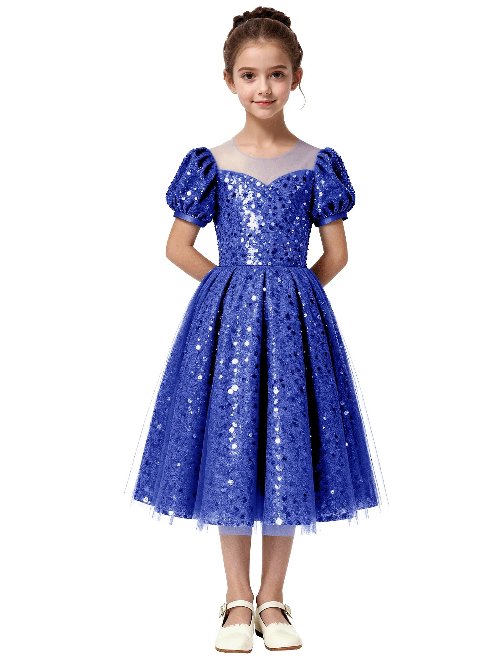 Sequin Tulle Princess Party Dress for Girls