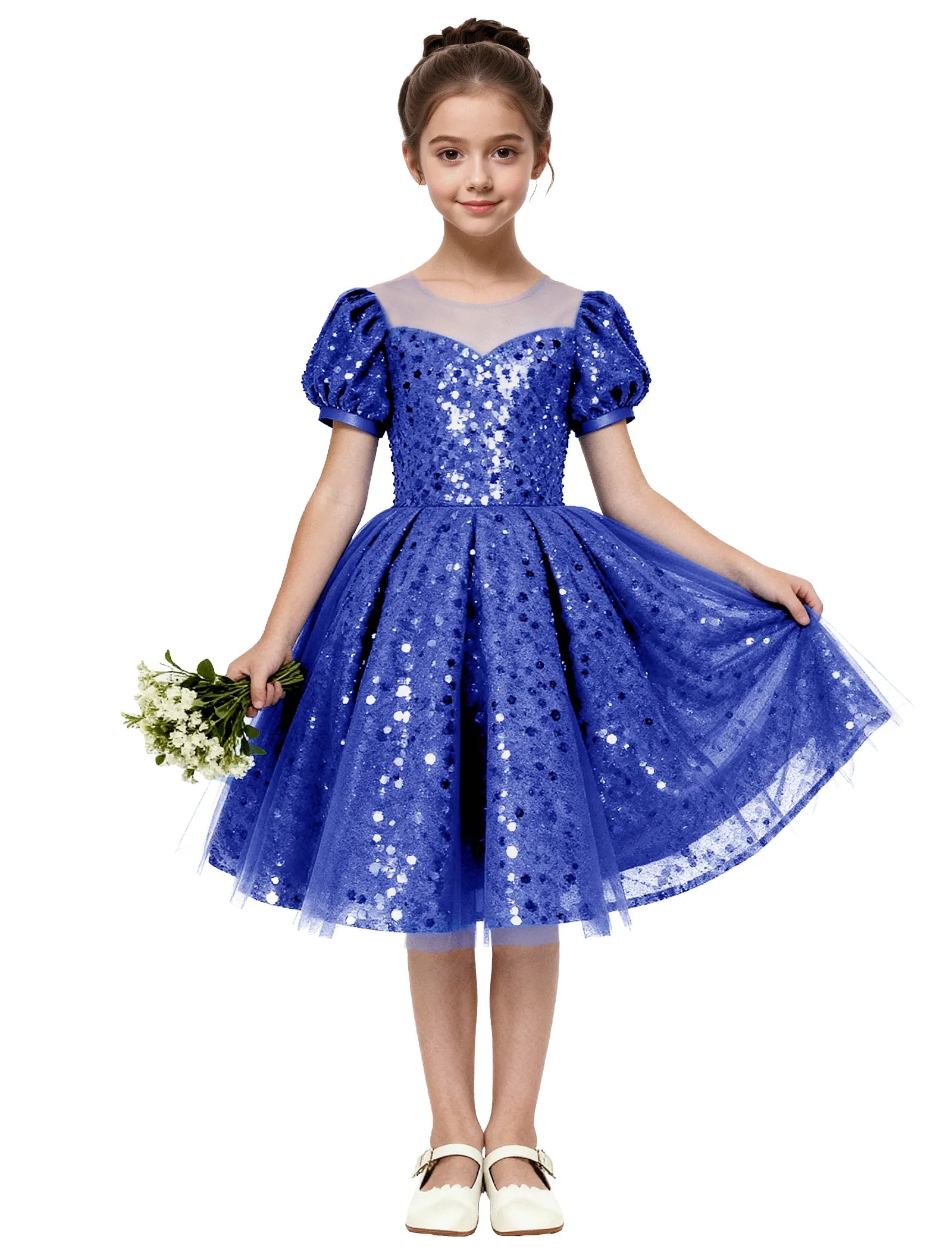 Sequin Tulle Princess Party Dress for Girls