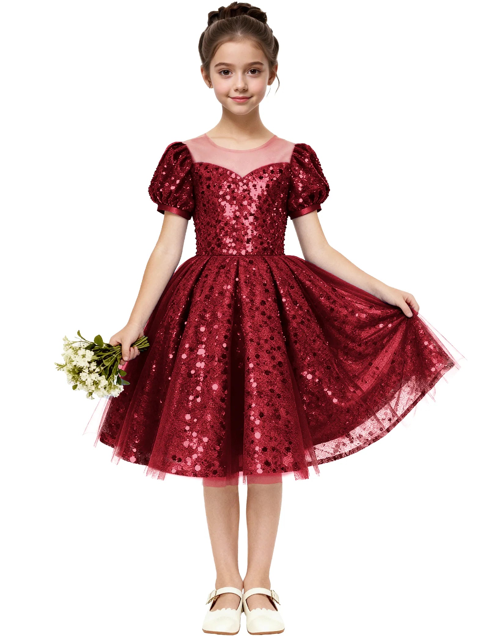 Sequin Tulle Princess Party Dress for Girls