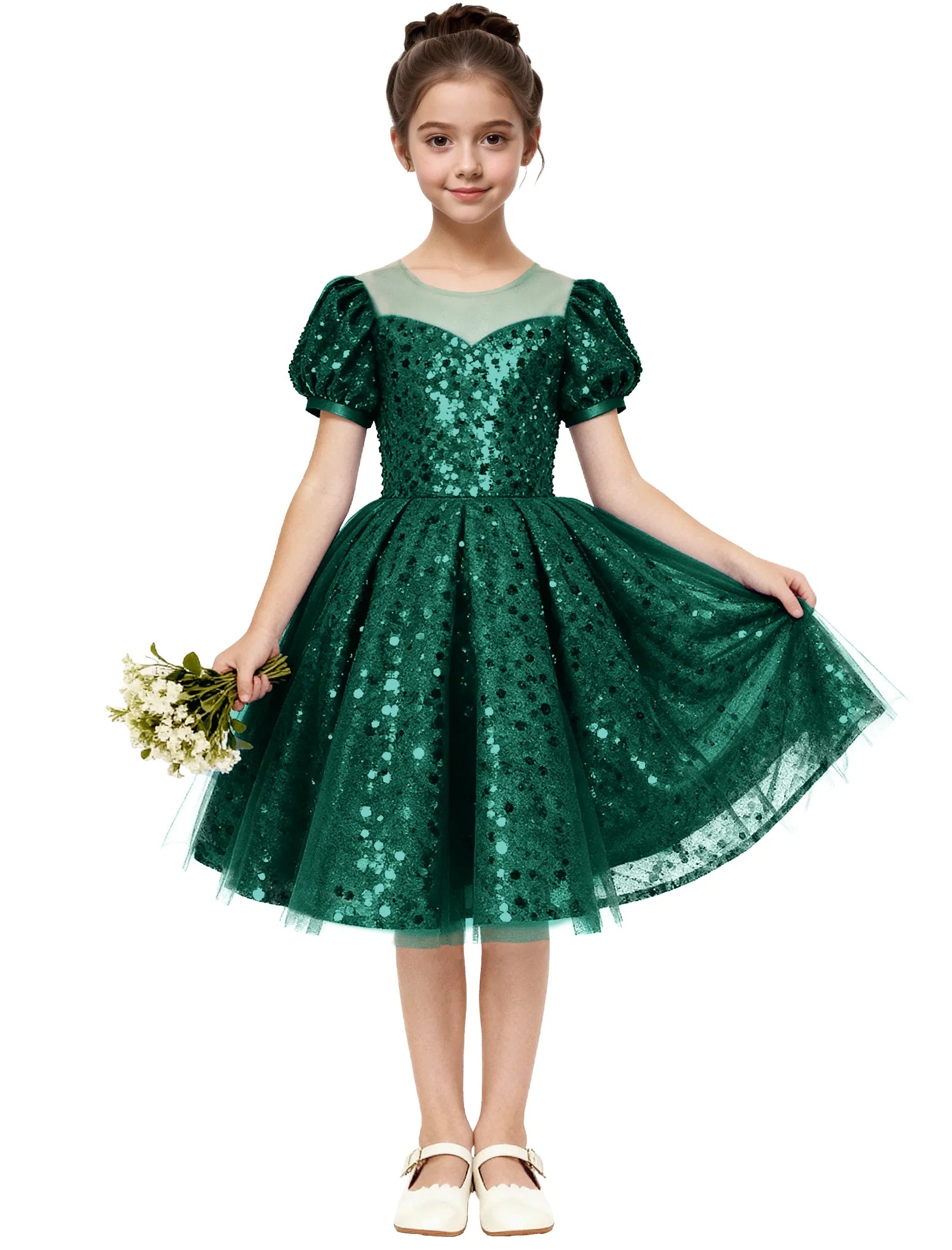 Sequin Tulle Princess Party Dress for Girls