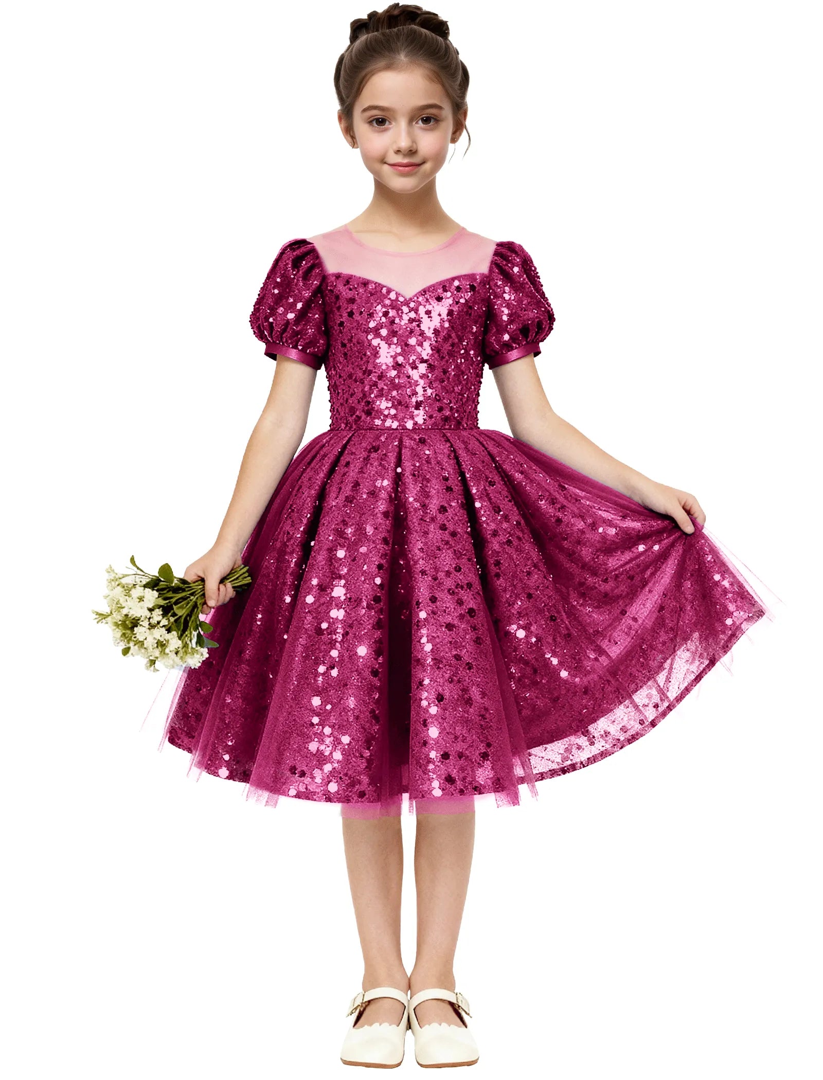 Sequin Tulle Princess Party Dress for Girls