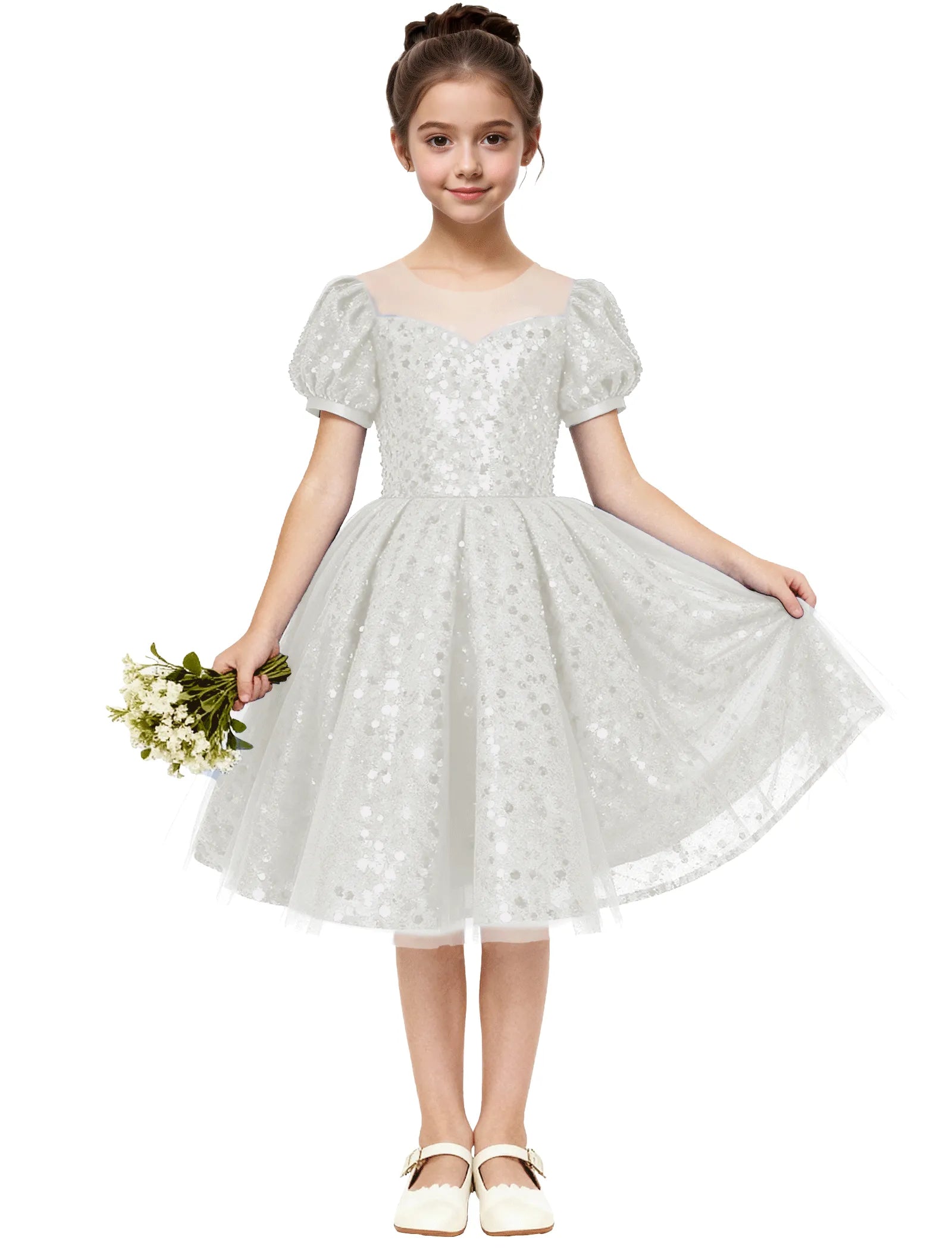 Sequin Tulle Princess Party Dress for Girls