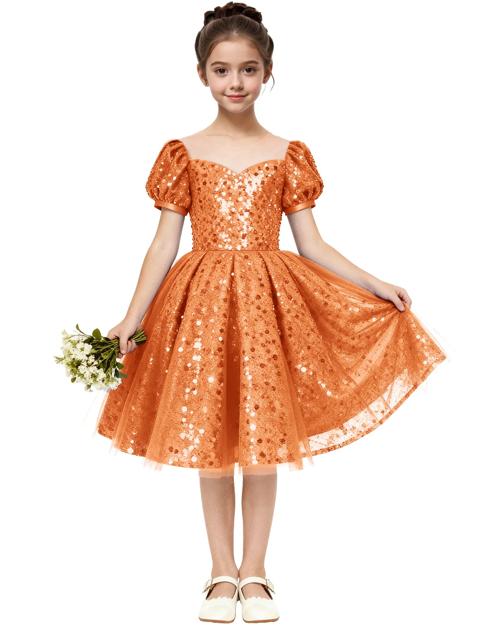 Sequin Tulle Princess Party Dress for Girls