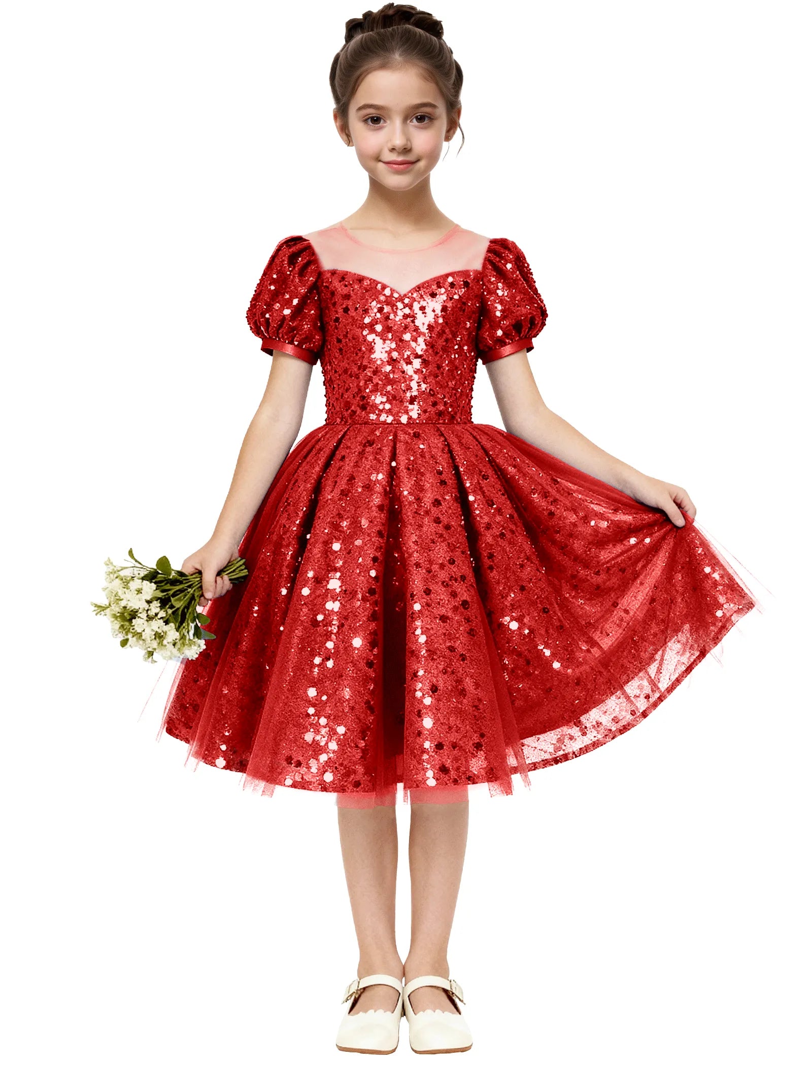 Sequin Tulle Princess Party Dress for Girls
