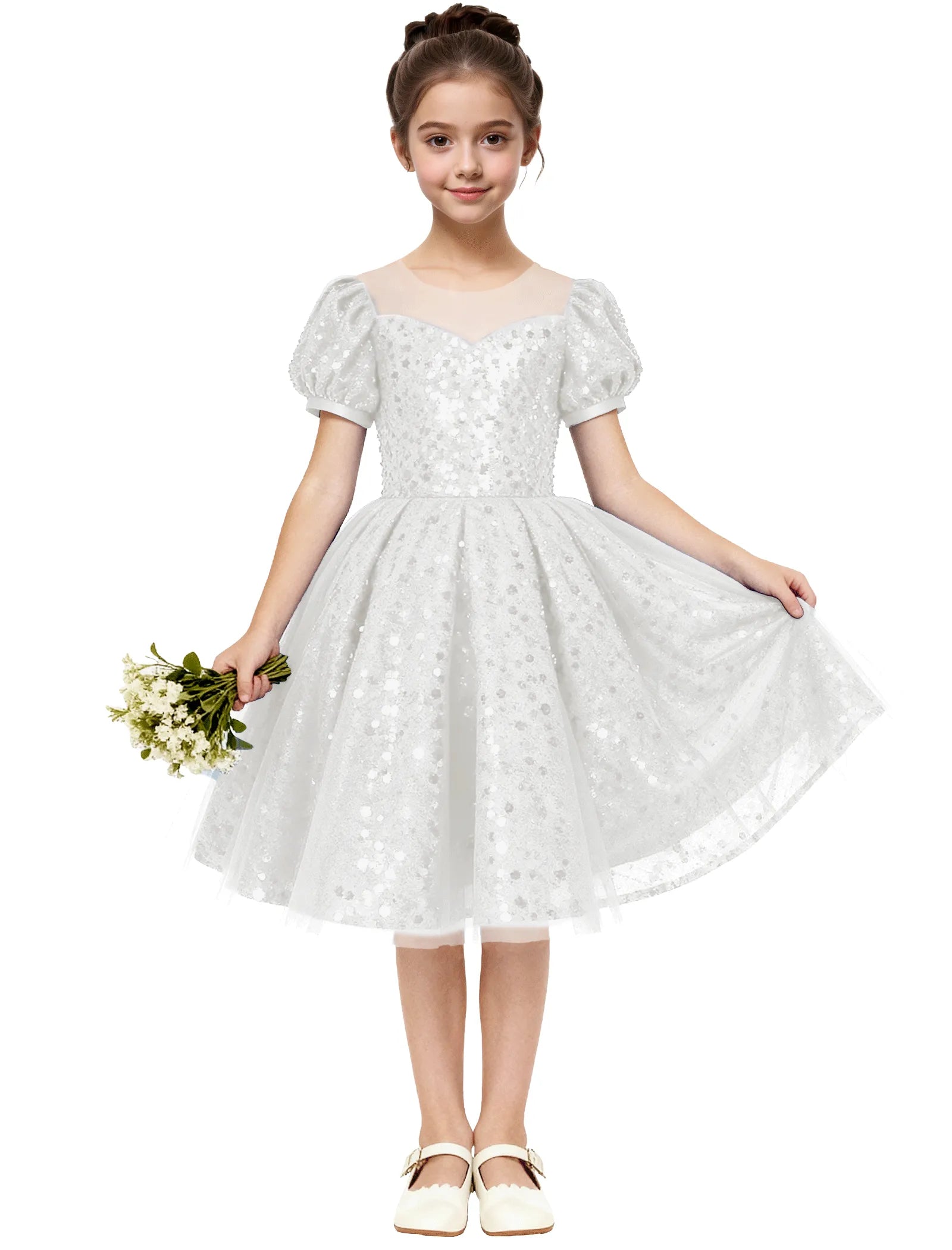 Sequin Tulle Princess Party Dress for Girls