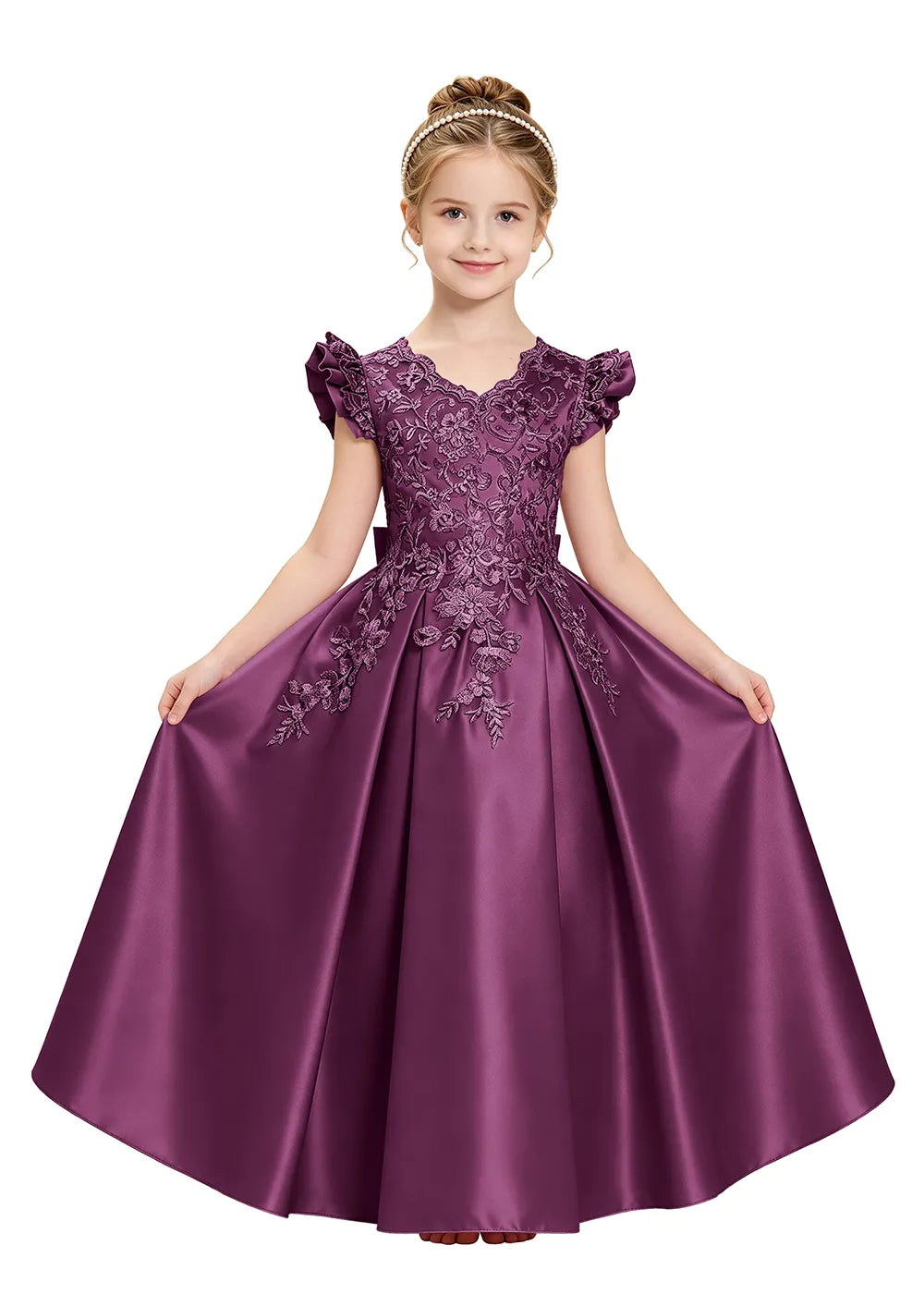 Embroidered Lace Satin Princess Ball Gown