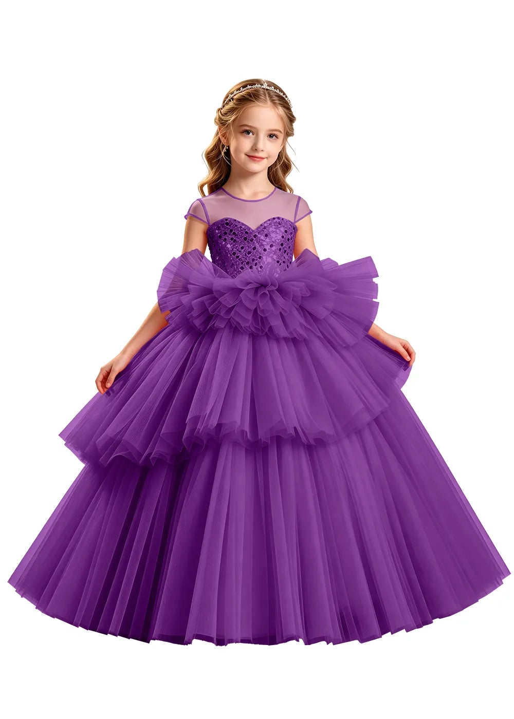 Vestido de princesa sin mangas de encaje