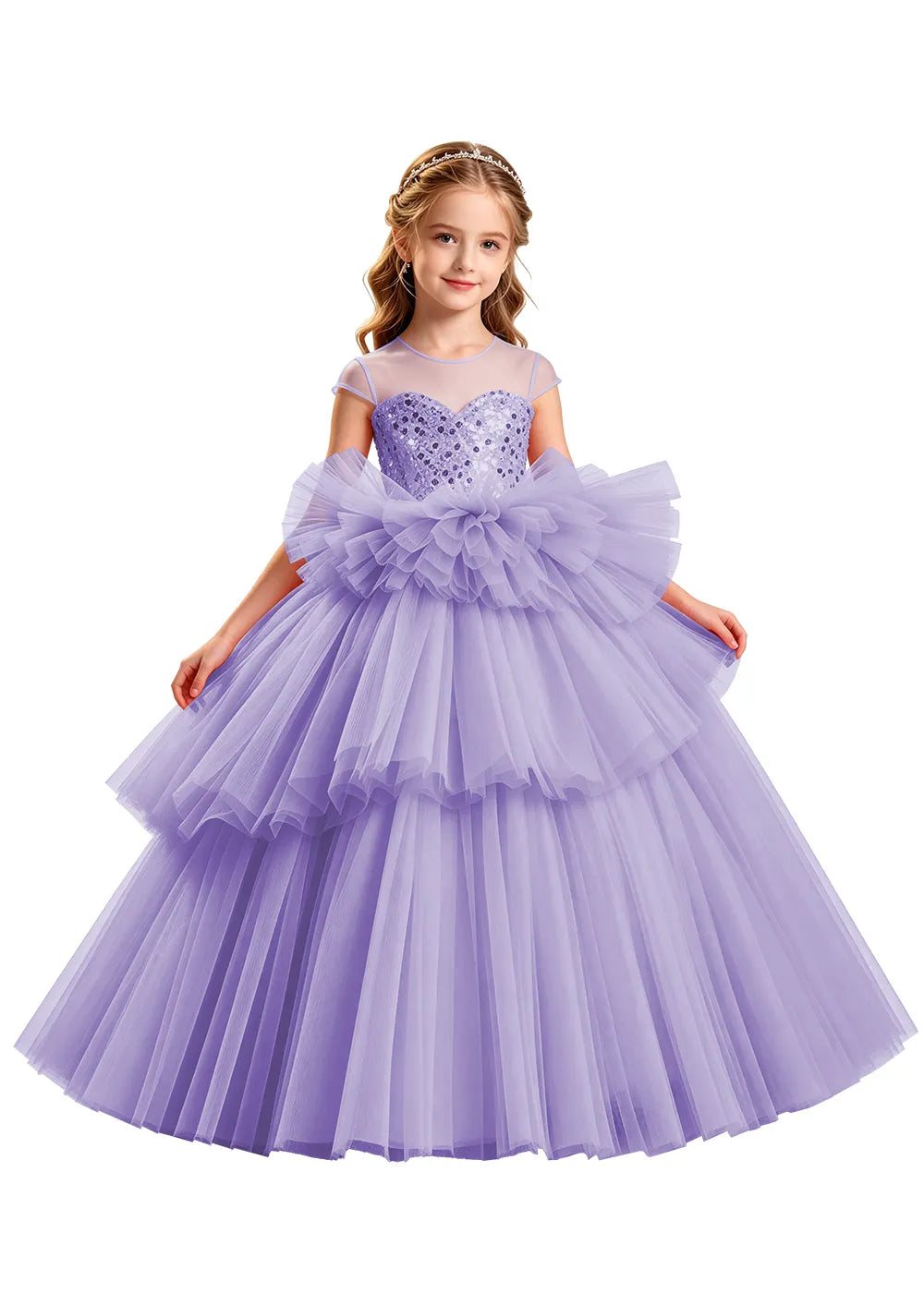 Vestido de princesa sin mangas de encaje