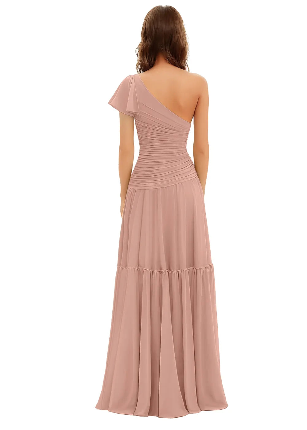 One‑Shoulder Chiffon Maxi Dress