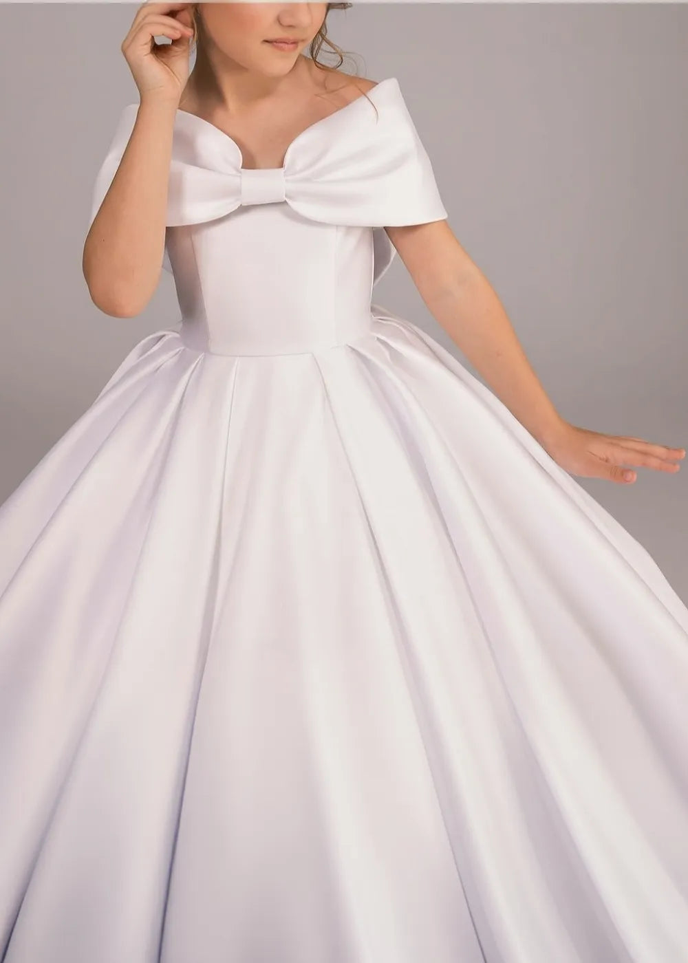 Fairy Bow Off-Shoulder Satin Princess Dress
