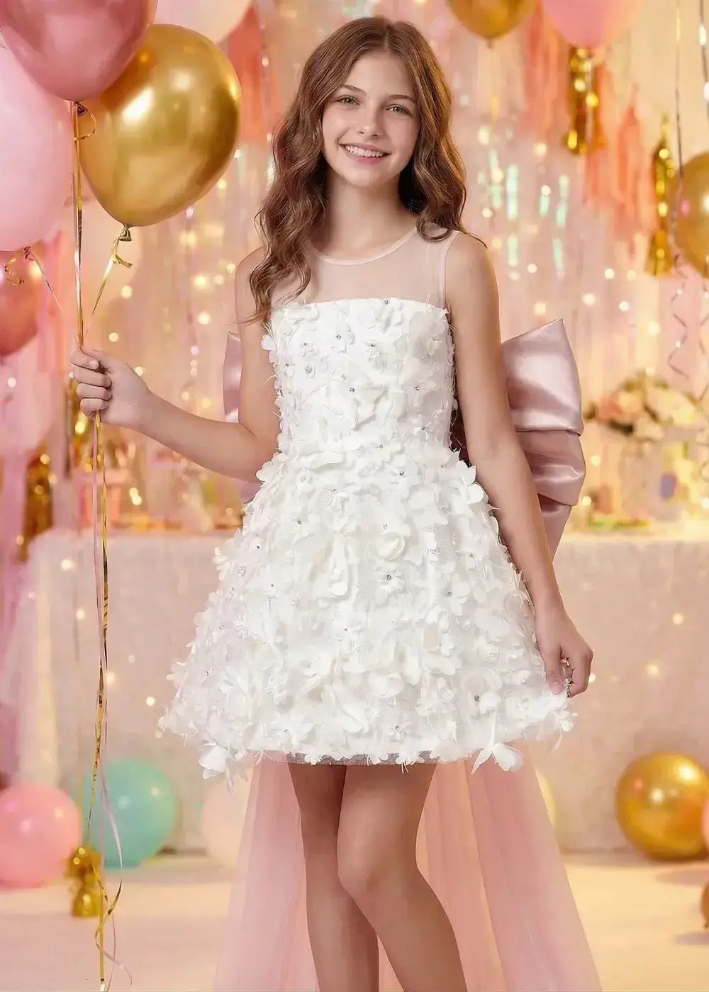 Vestido de princesa sin mangas de encaje