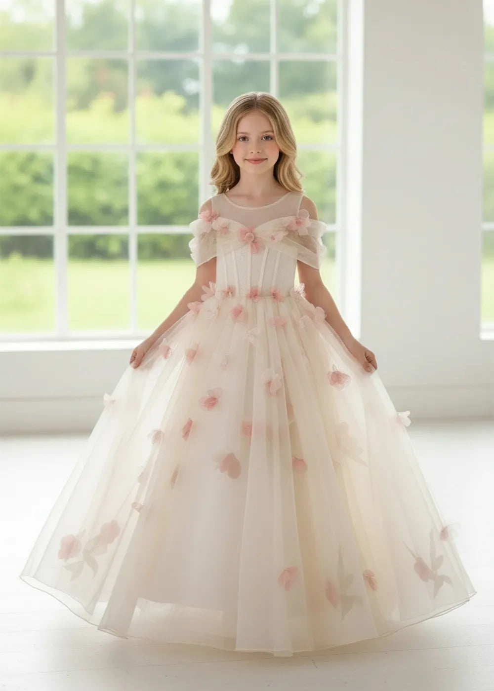 Aria Flutter Flower Girl Gown