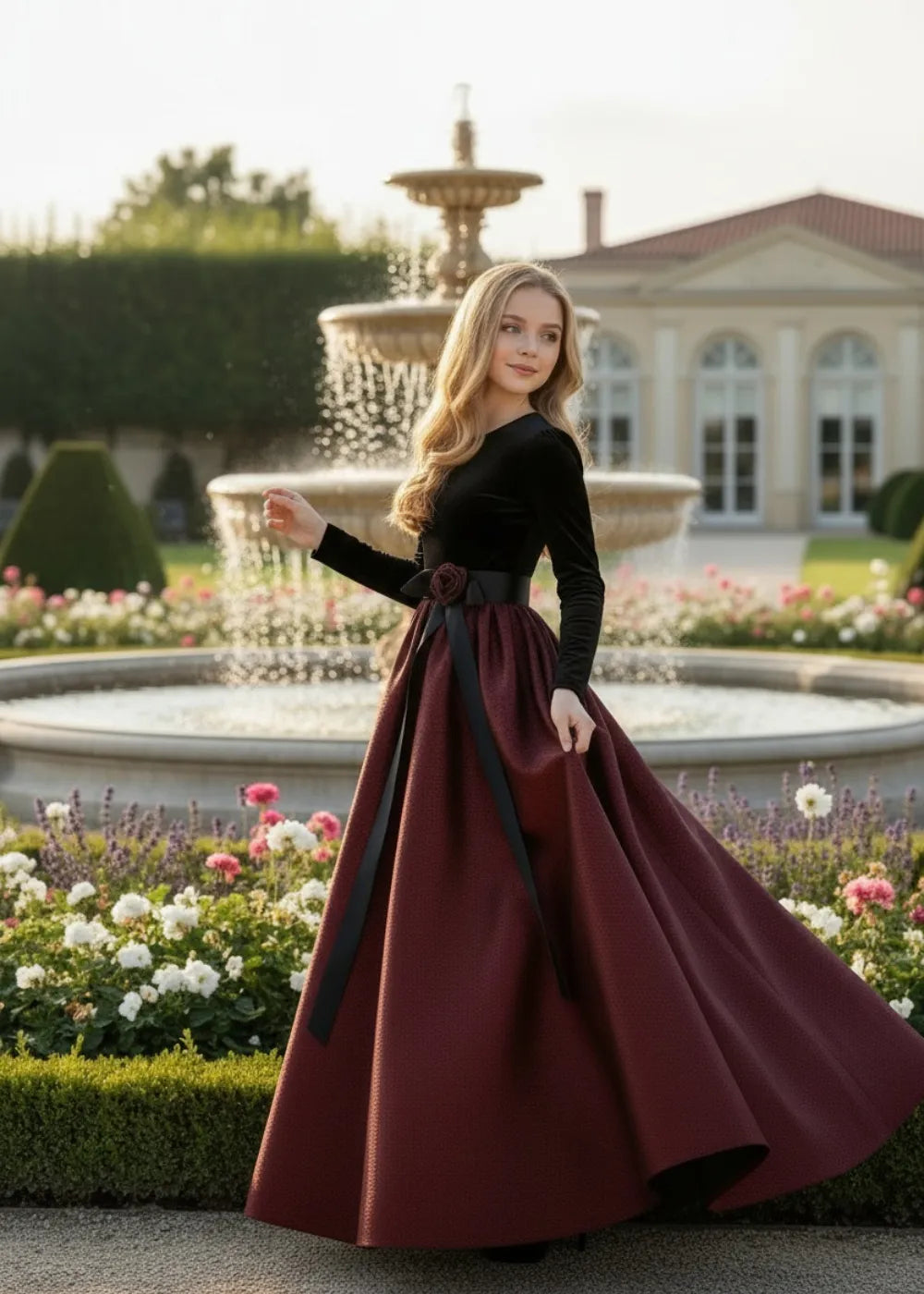 Classic A-Line Girls Pageant Dress with Bow Sash