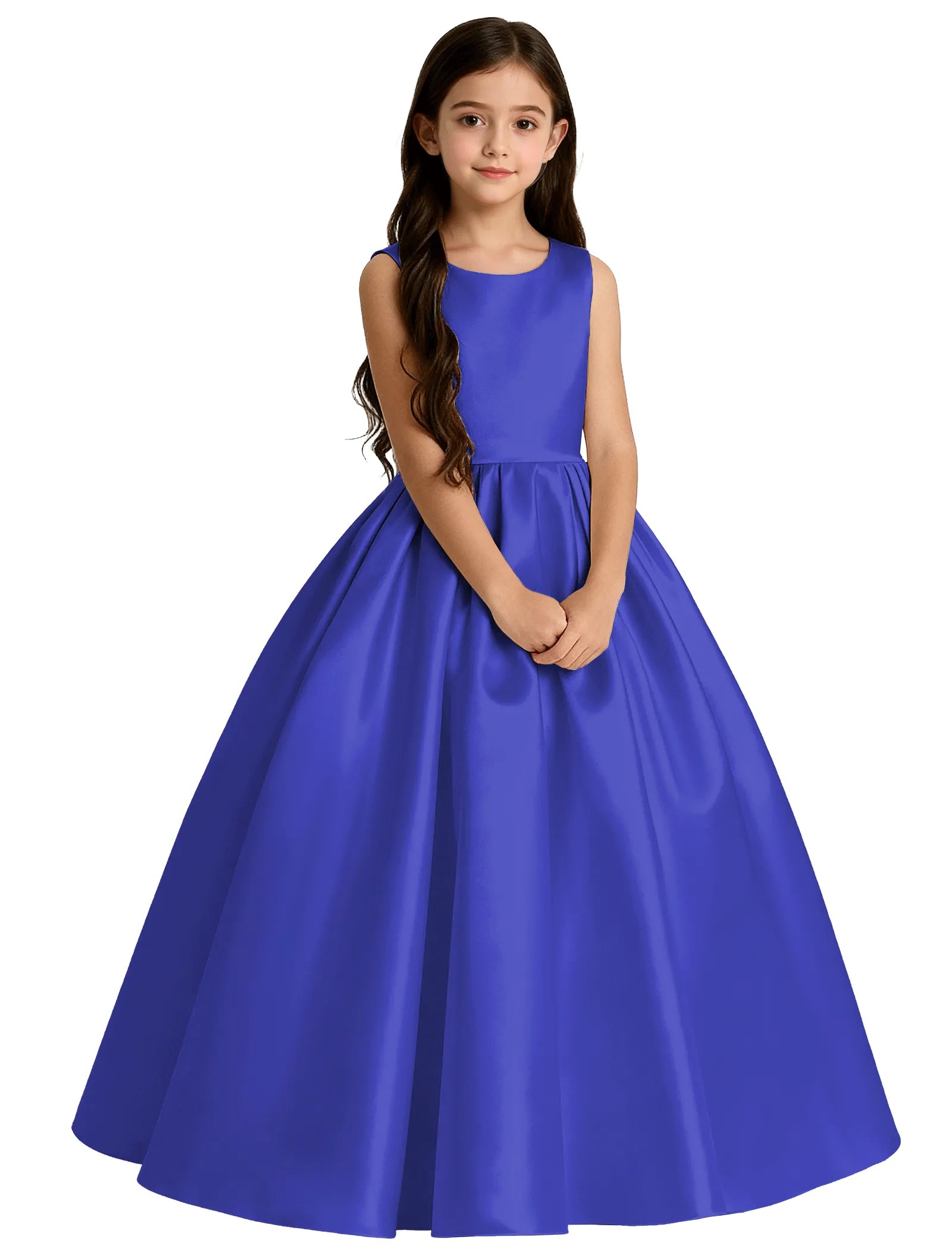 Girls Satin Flower Girl Dress with Oversized Bow