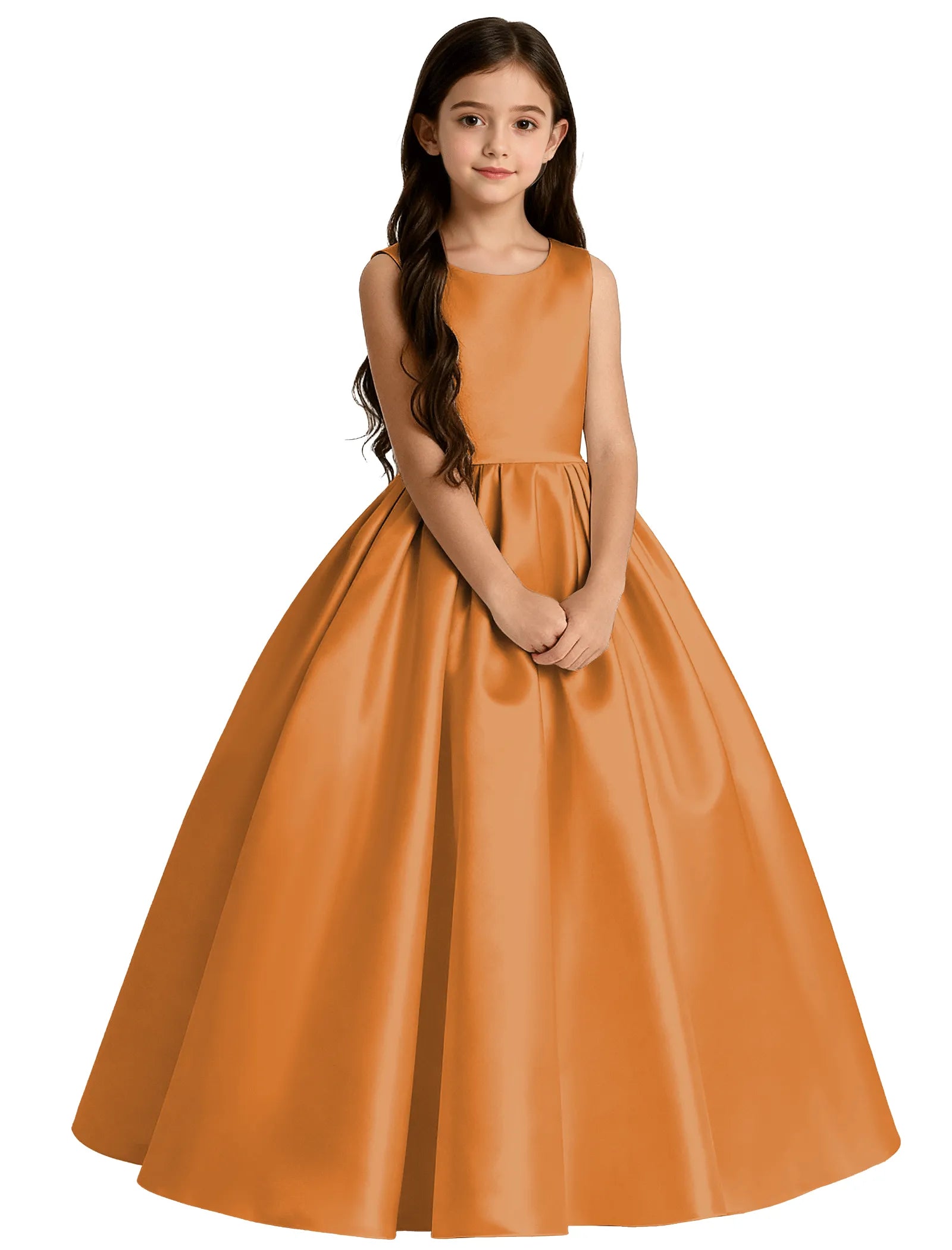 Girls Satin Flower Girl Dress with Oversized Bow