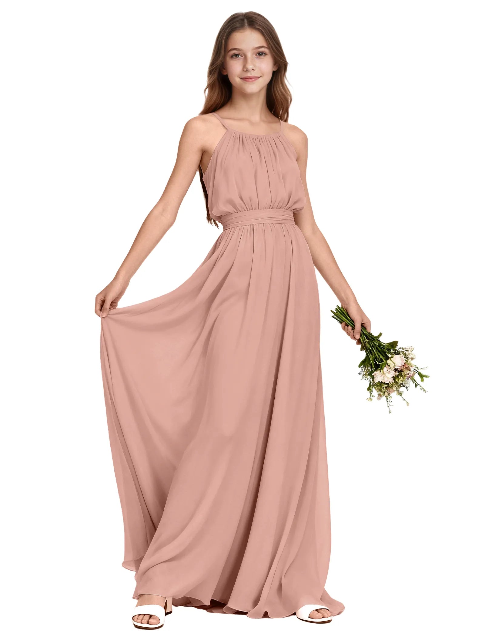 tween girl dresses formal Girls Halter Neck Gown for Weddings and Holiday Events One of the greatest Shoe size:9.5 Golden Banquet Evening Dress short-name:Blush Pinstripe