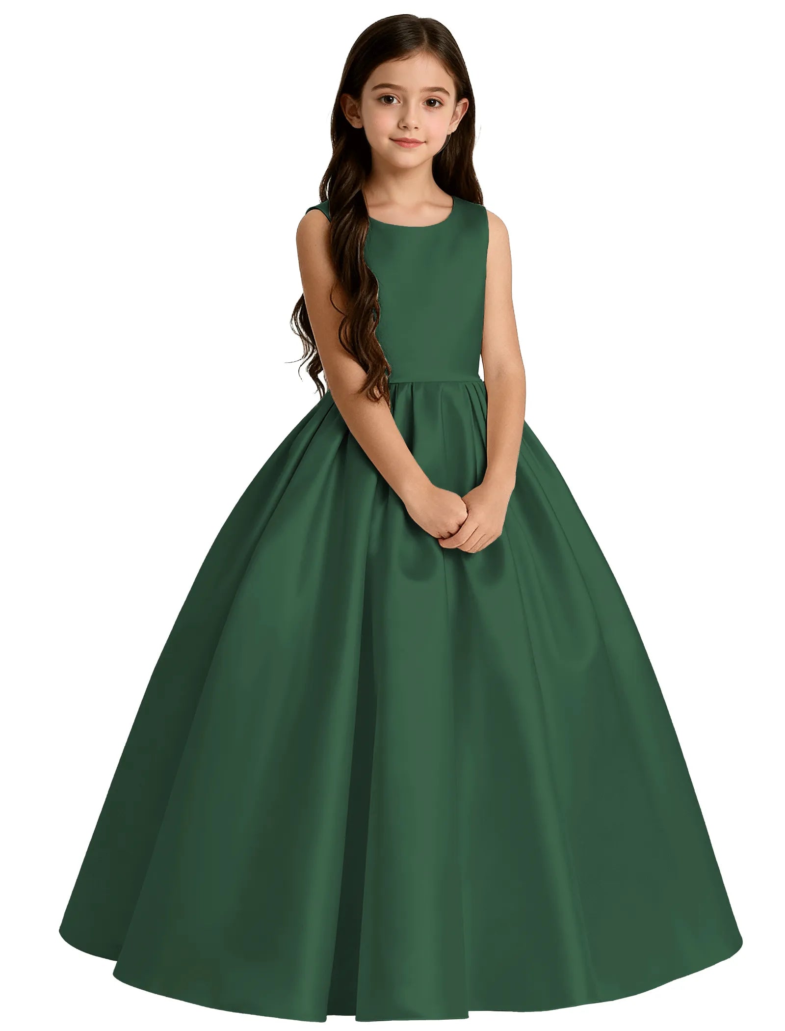 Girls Satin Flower Girl Dress with Oversized Bow