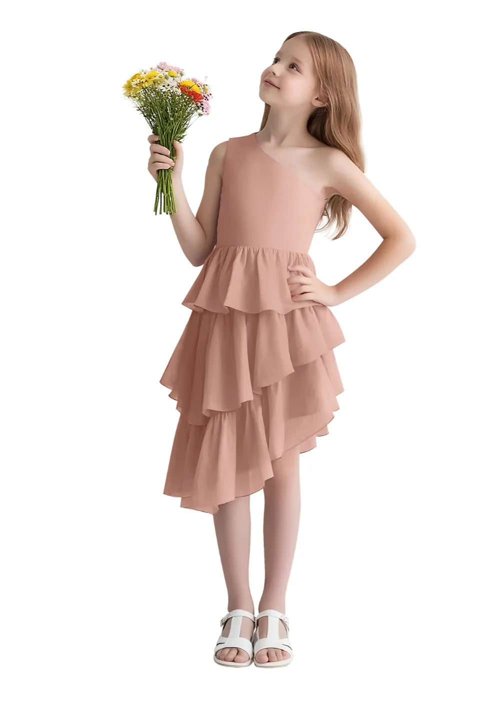 Twirl Belle One-Shoulder Ruffle Dress