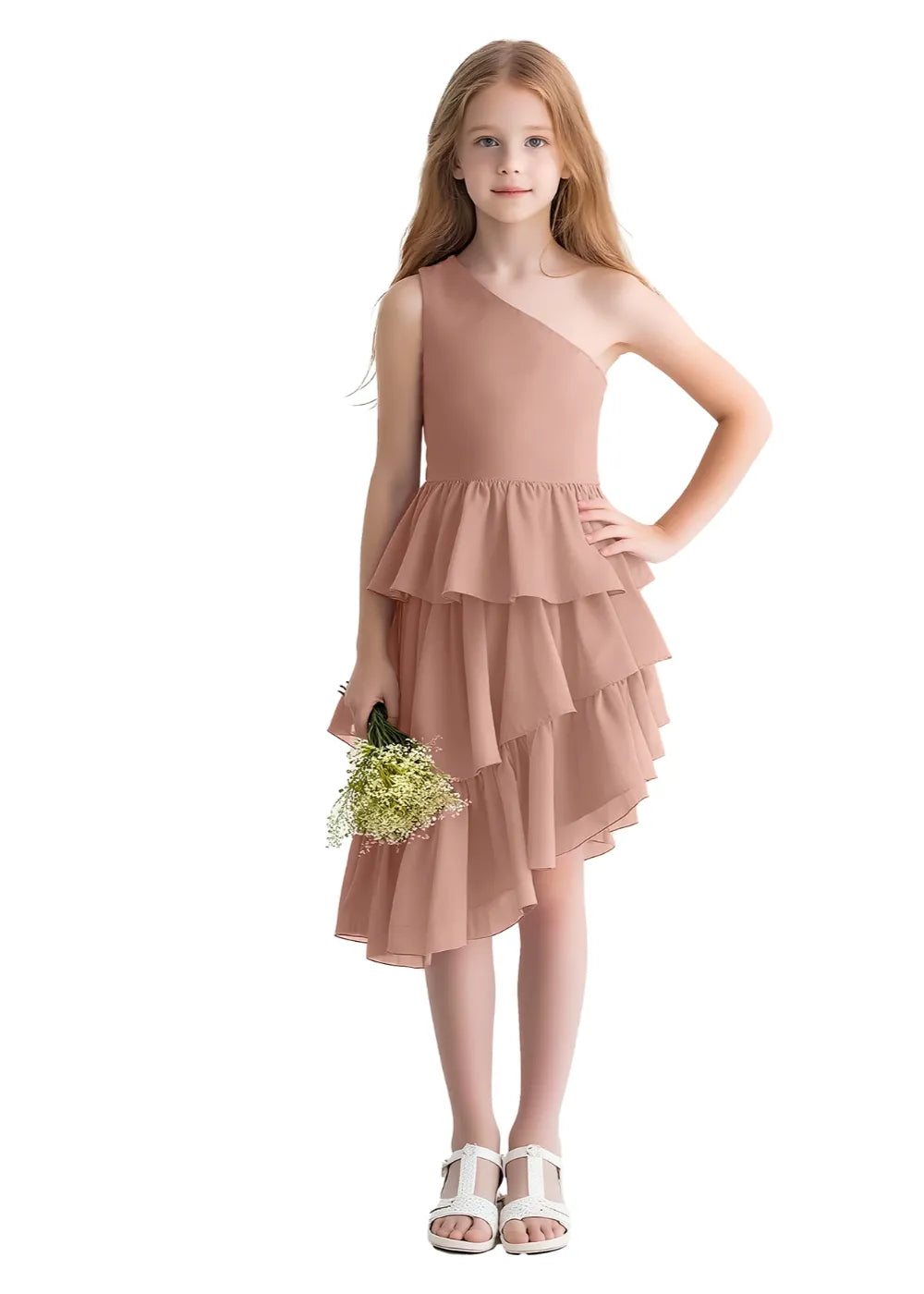 Twirl Belle One-Shoulder Ruffle Dress