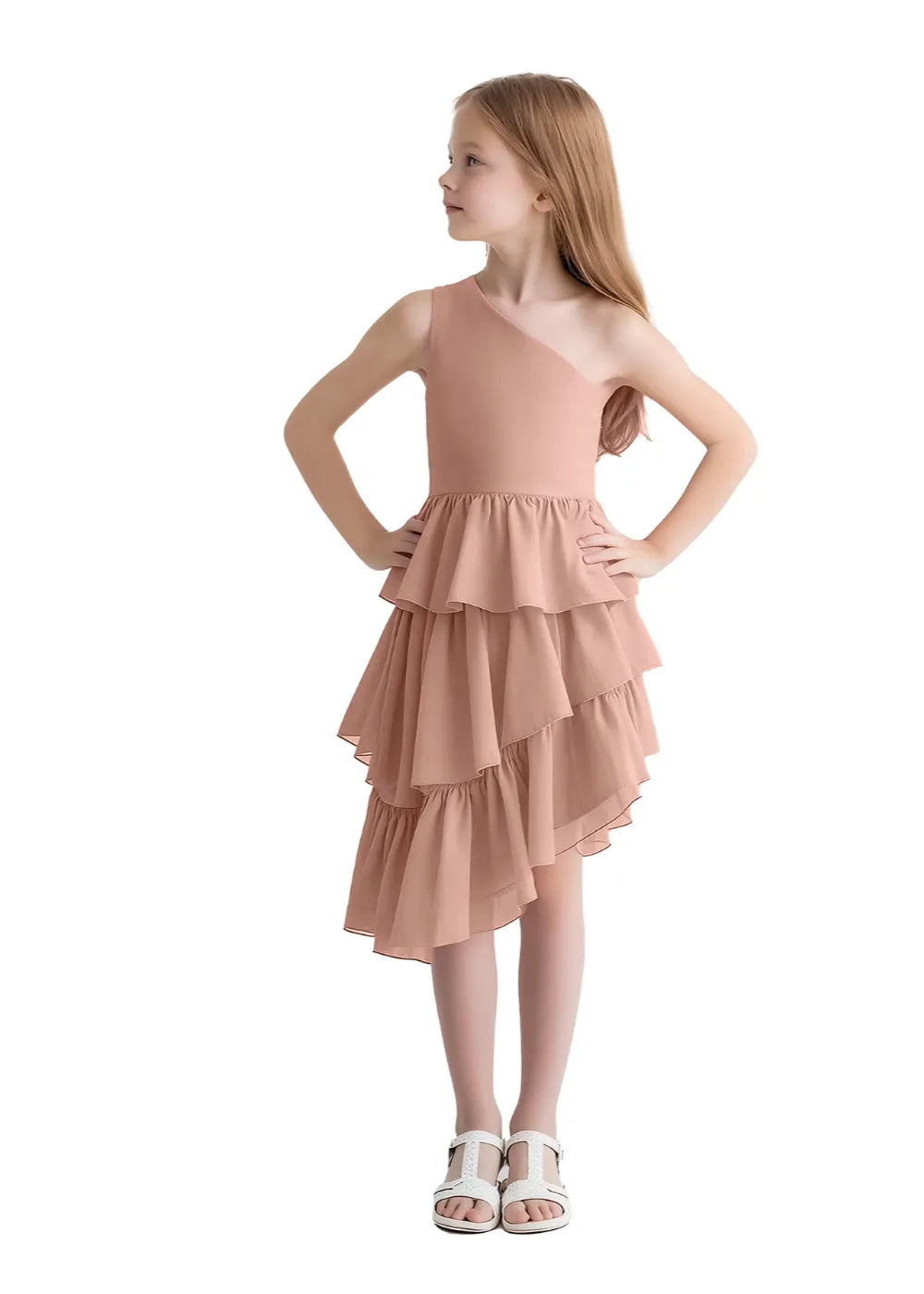 Twirl Belle One-Shoulder Ruffle Dress