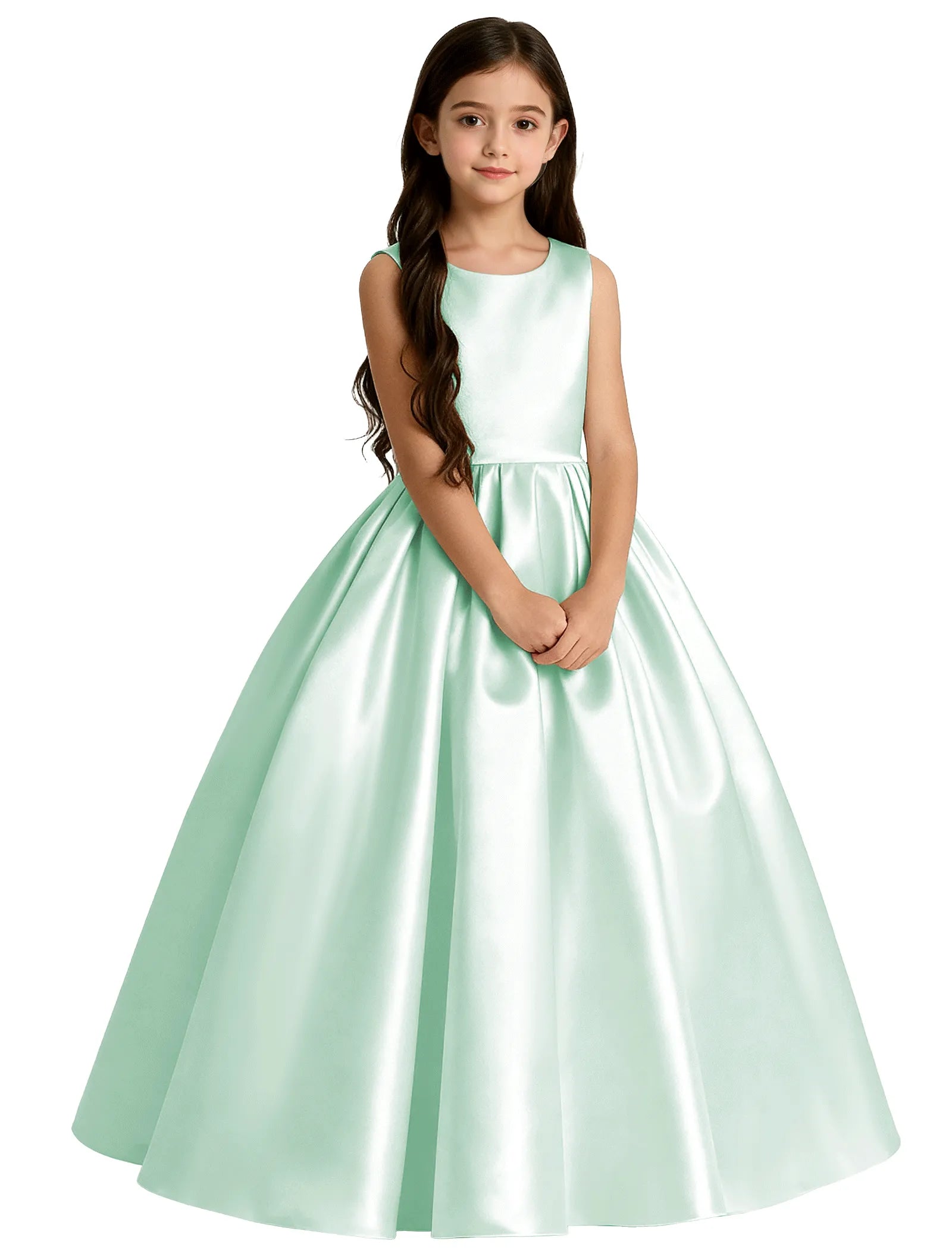 Girls Satin Flower Girl Dress with Oversized Bow