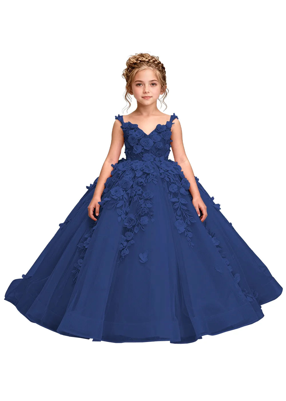 3D Floral Appliqué Ball Gown for Girls
