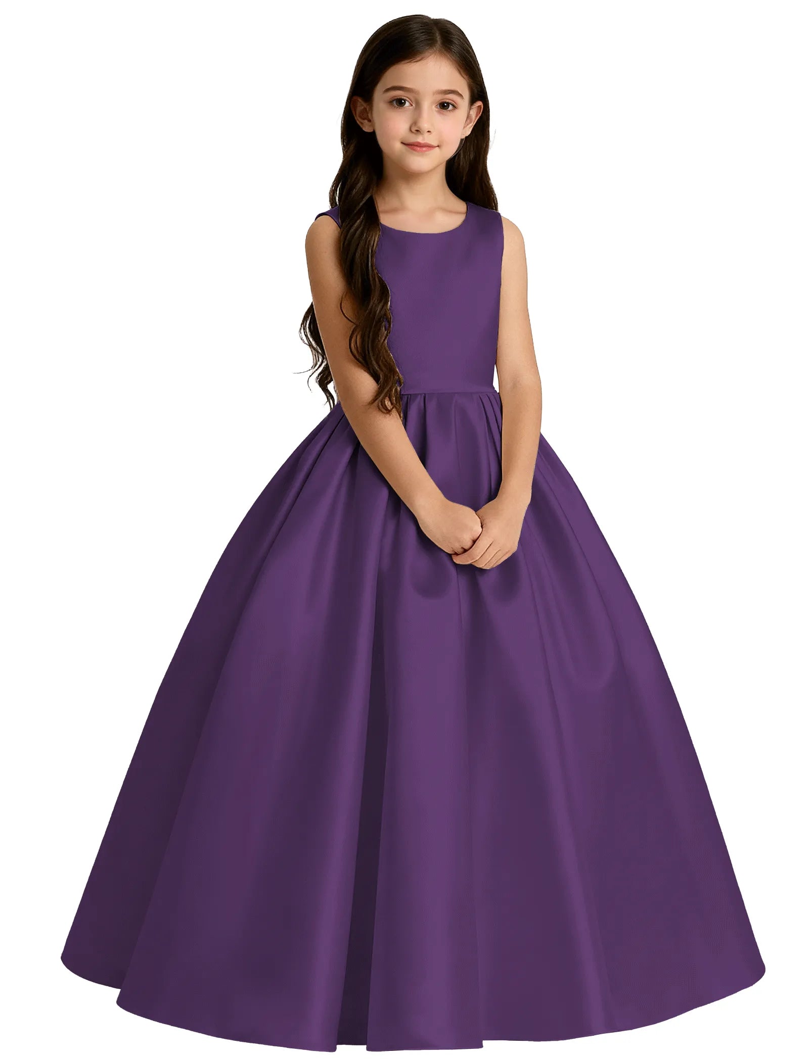 Girls Satin Flower Girl Dress with Oversized Bow