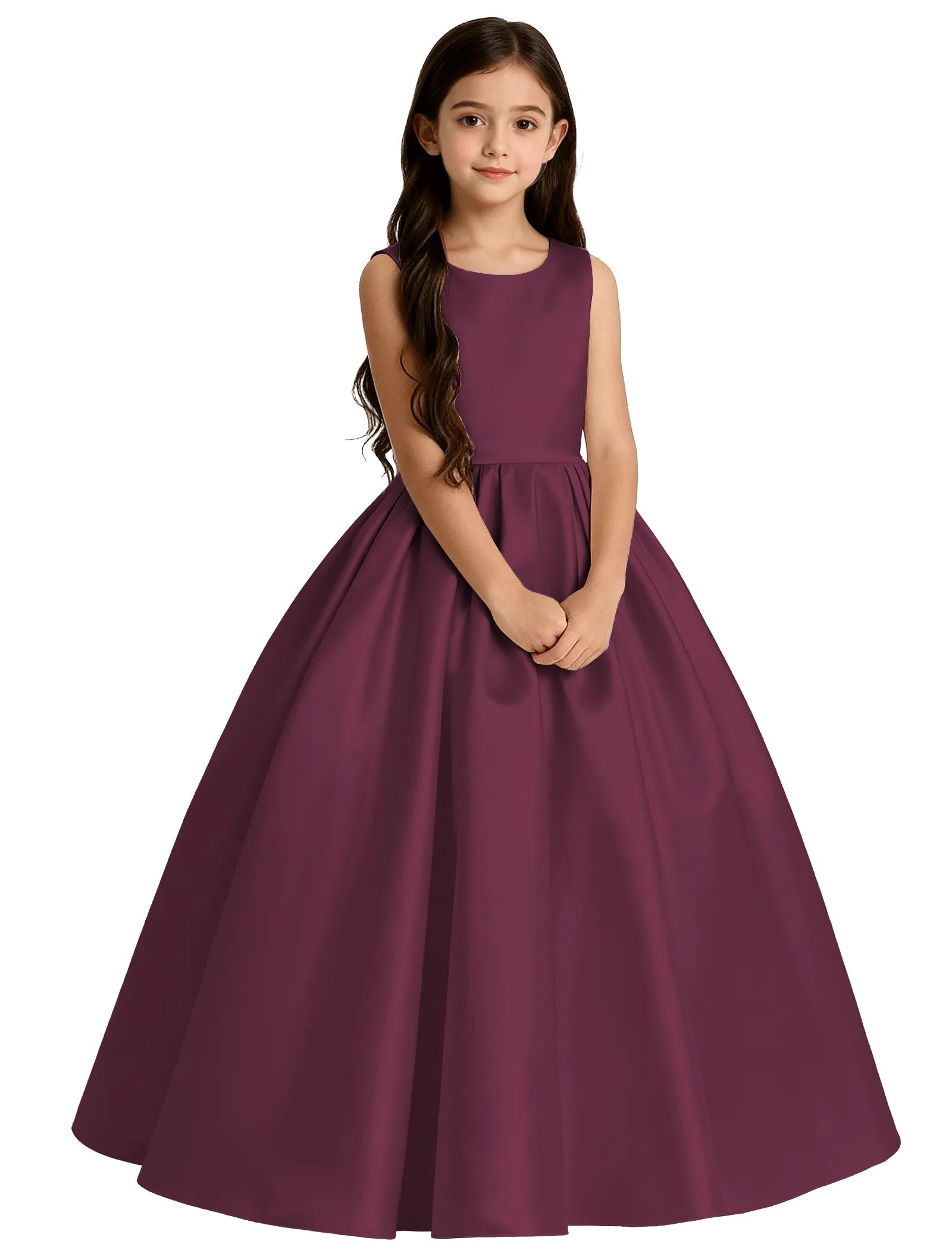 Girls Satin Flower Girl Dress with Oversized Bow