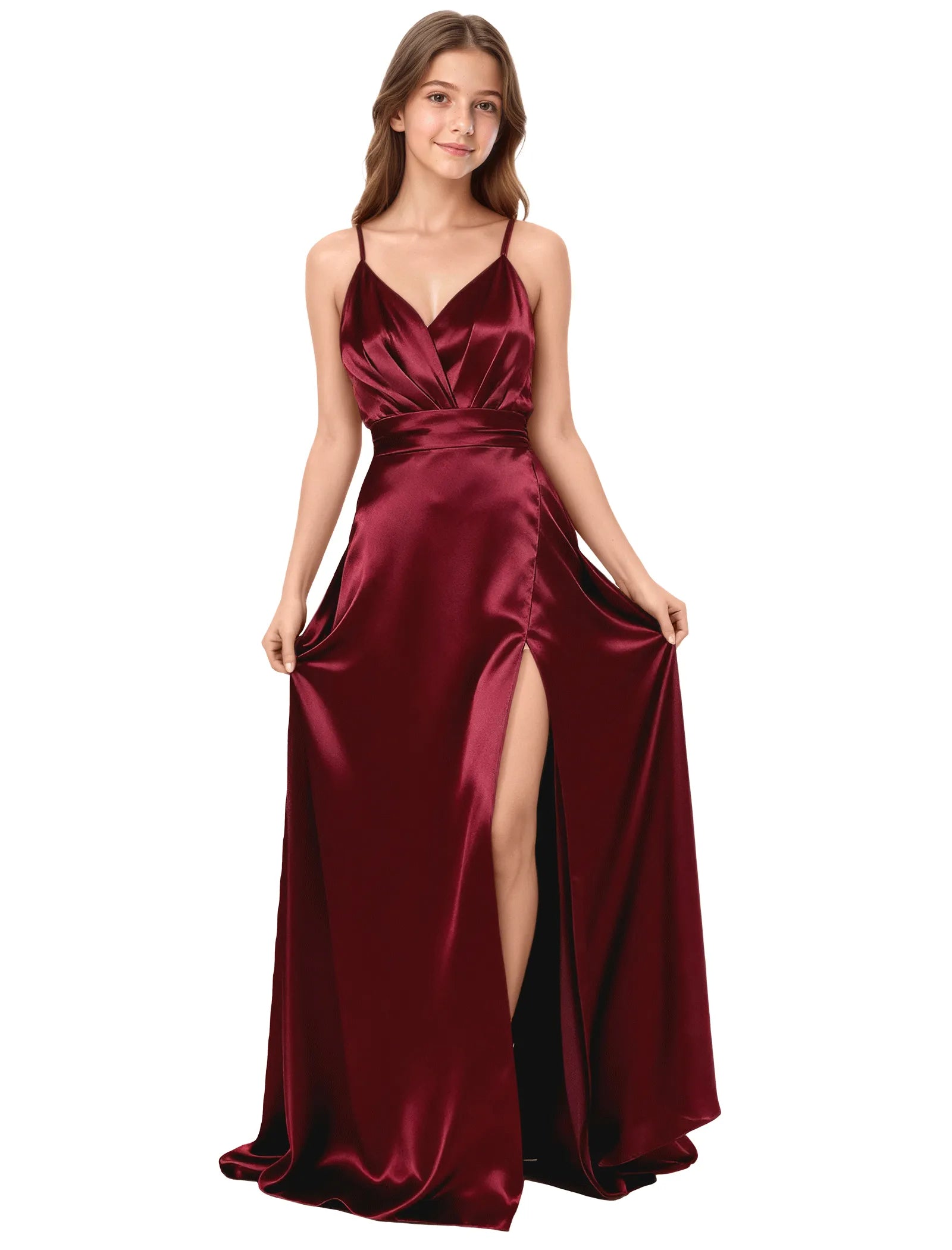 Satin Spaghetti Strap Maxi Dress for Junior Bridesmaids