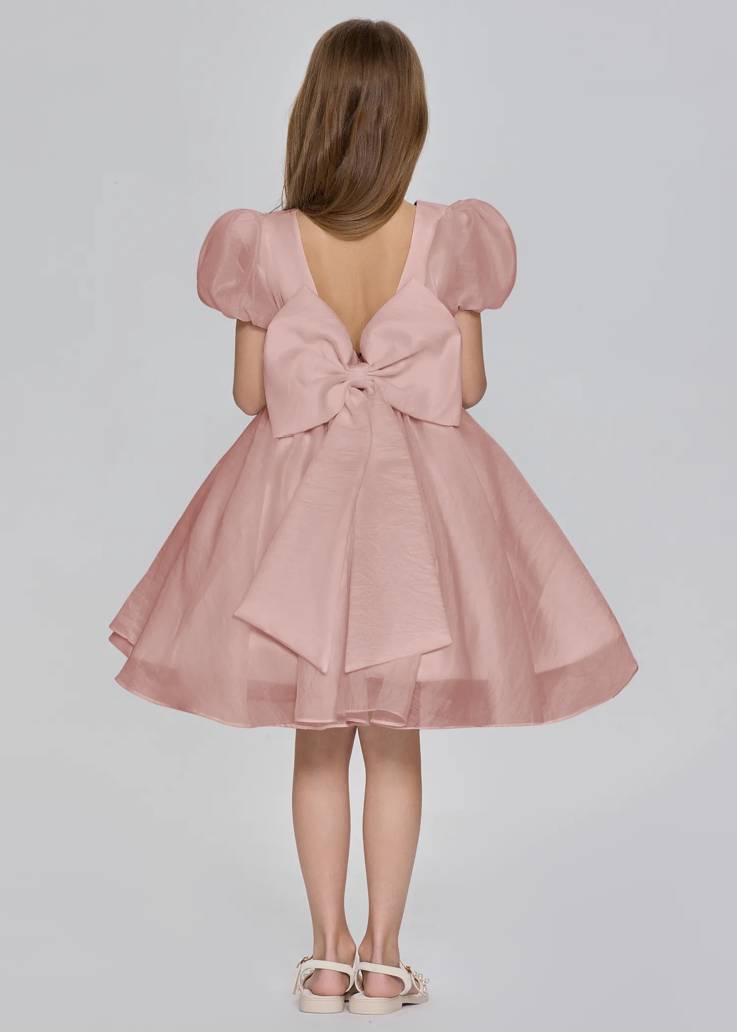 Puff Sleeve Princess Flower Girl Dress