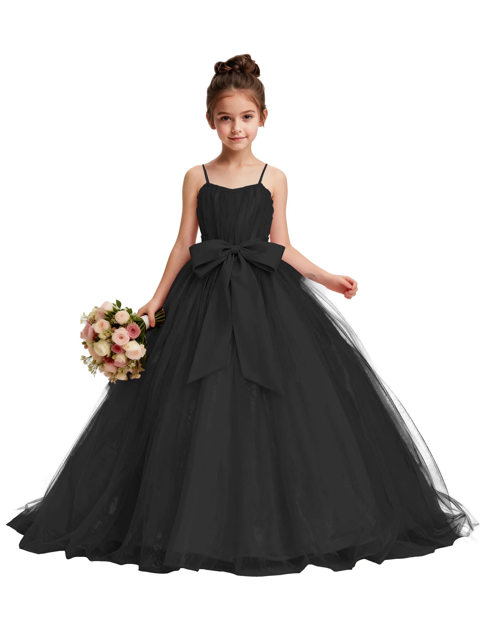 Tulle Princess Dress for Girls with Satin Bow